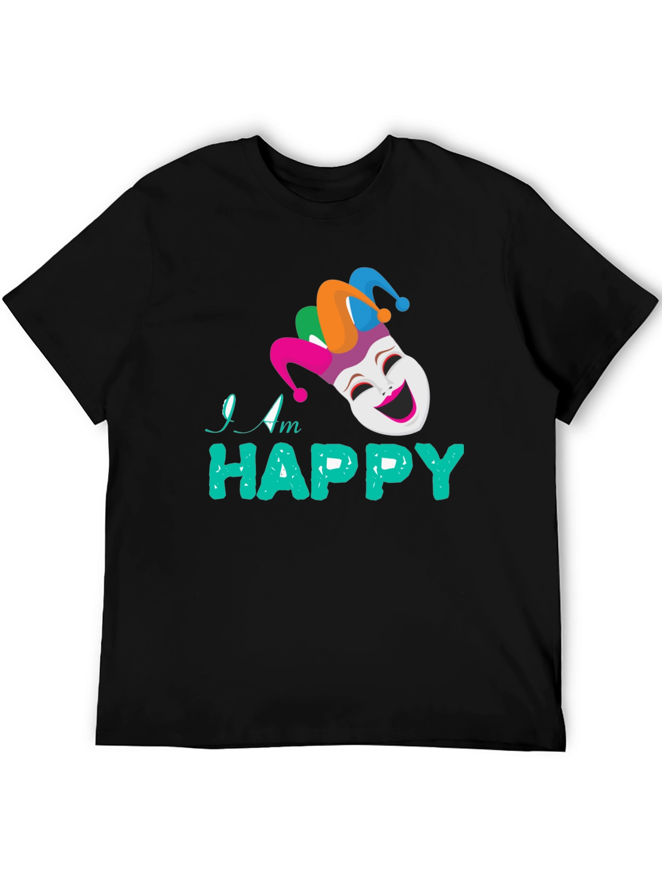 Happy Jester Graphic Tee - Black Cotton Blend
