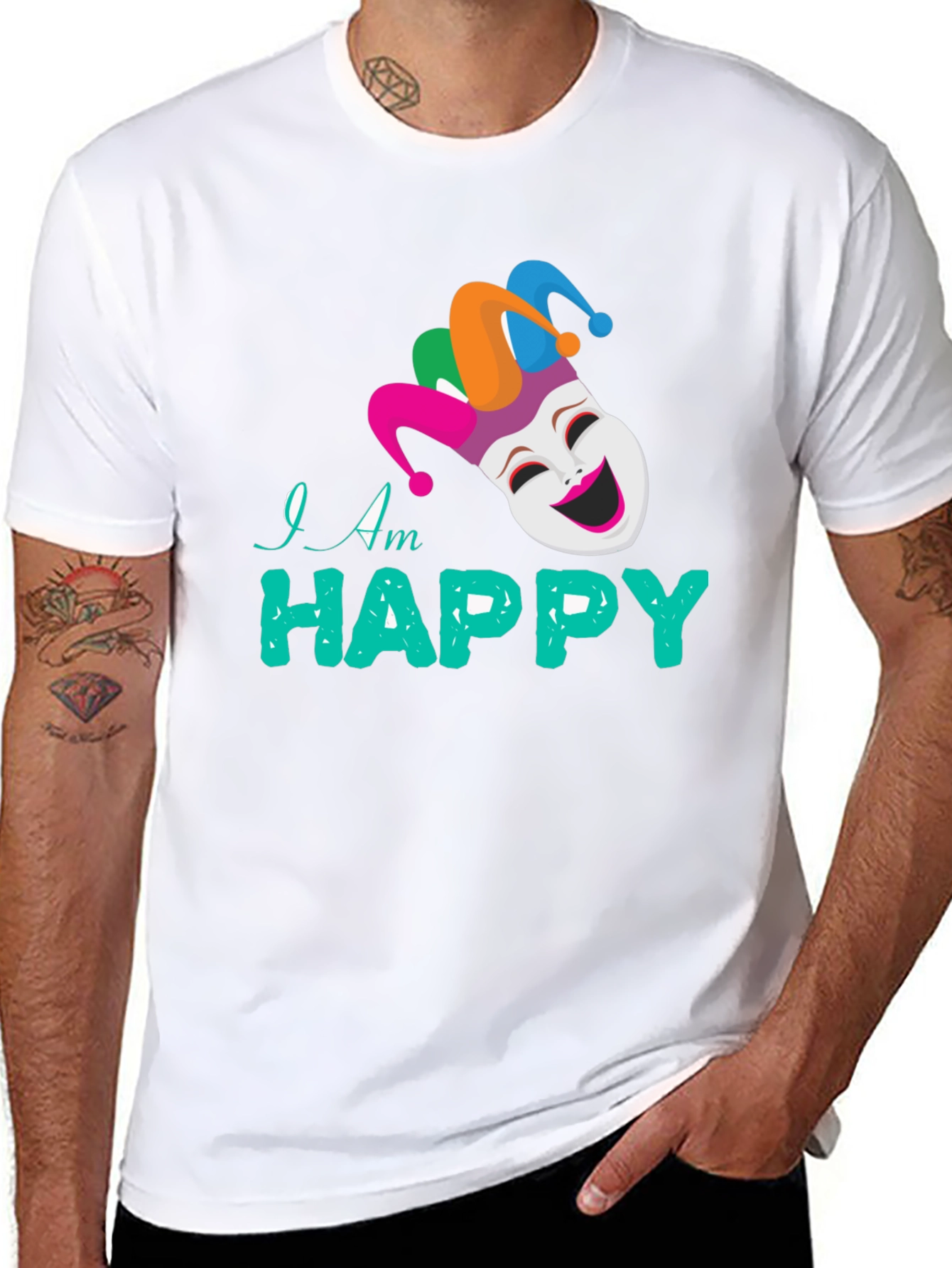 Happy Jester Graphic Tee - Black Cotton Blend