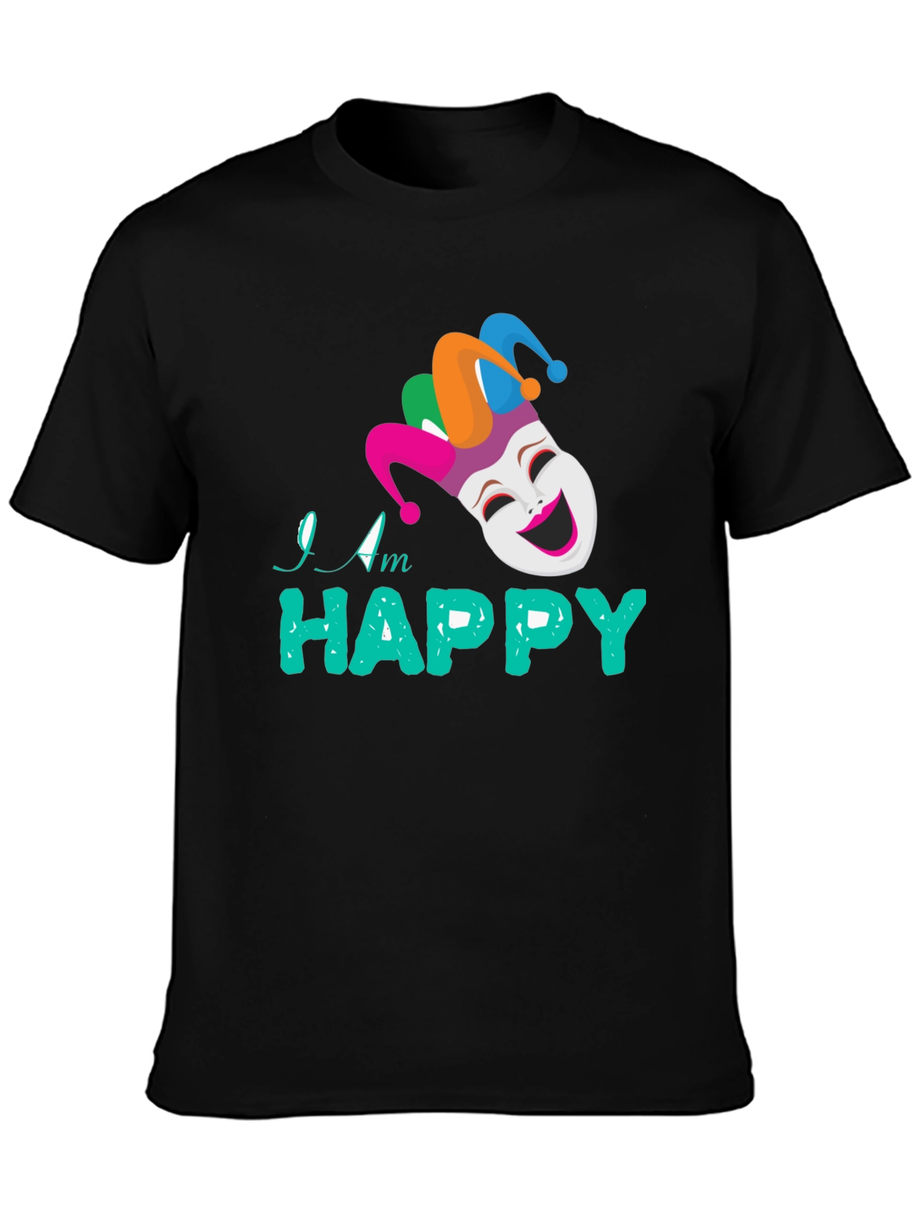 Happy Jester Graphic Tee - Black Cotton Blend