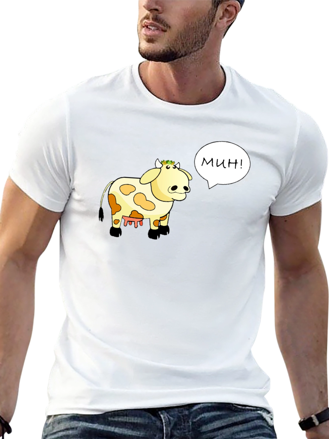 Funny Cartoon Cow T-Shirt - Moo! in Russian