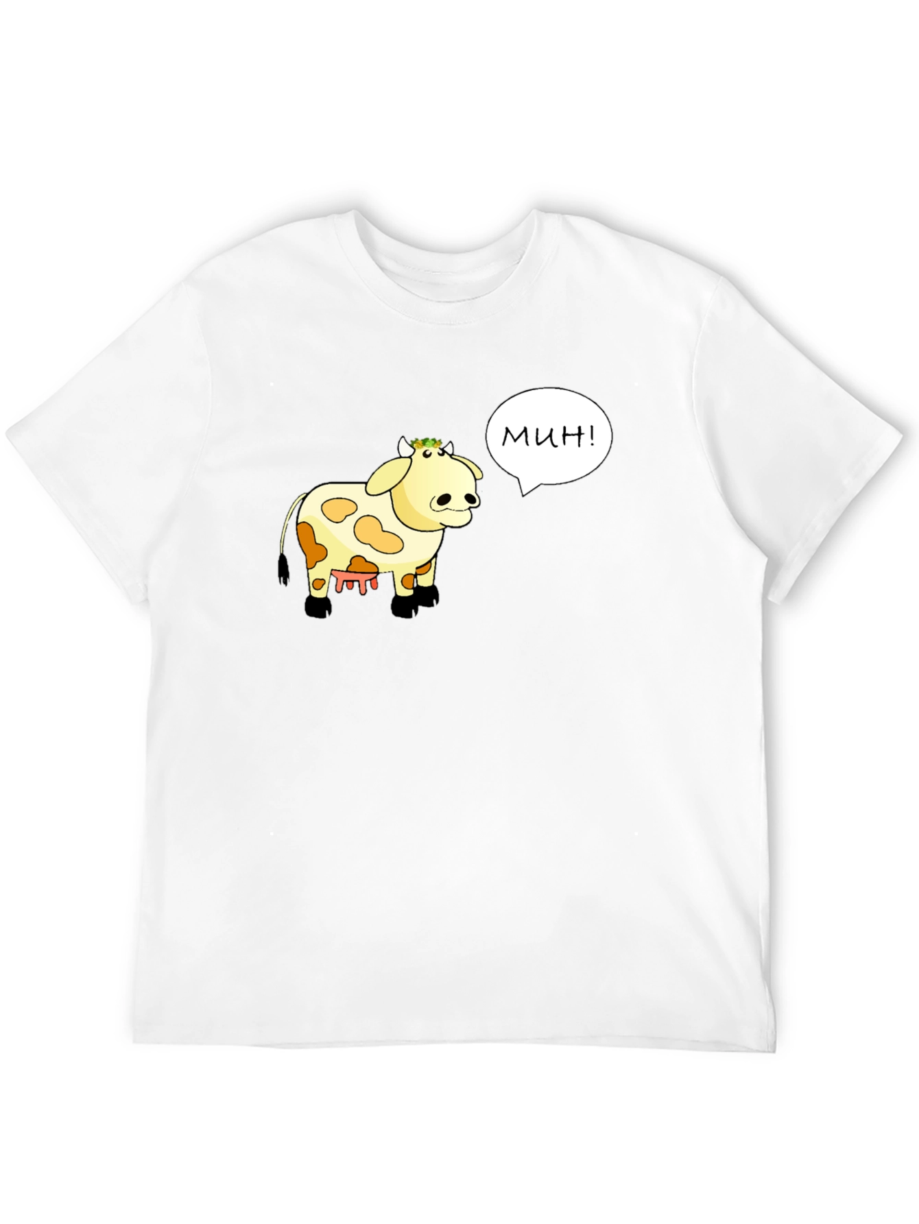 Funny Cartoon Cow T-Shirt - Moo! in Russian