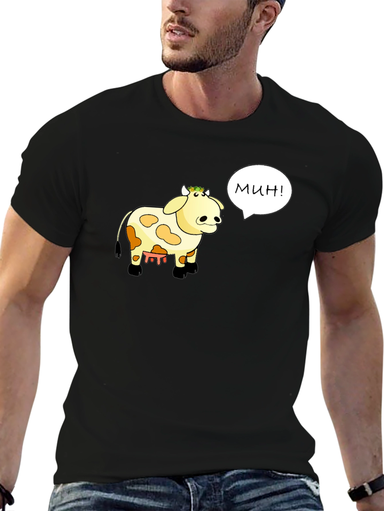Funny Cartoon Cow T-Shirt - Moo! in Russian