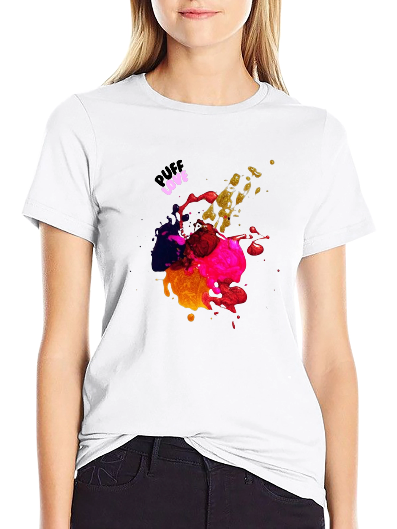 Abstract Splatter Graphic Black T-Shirt