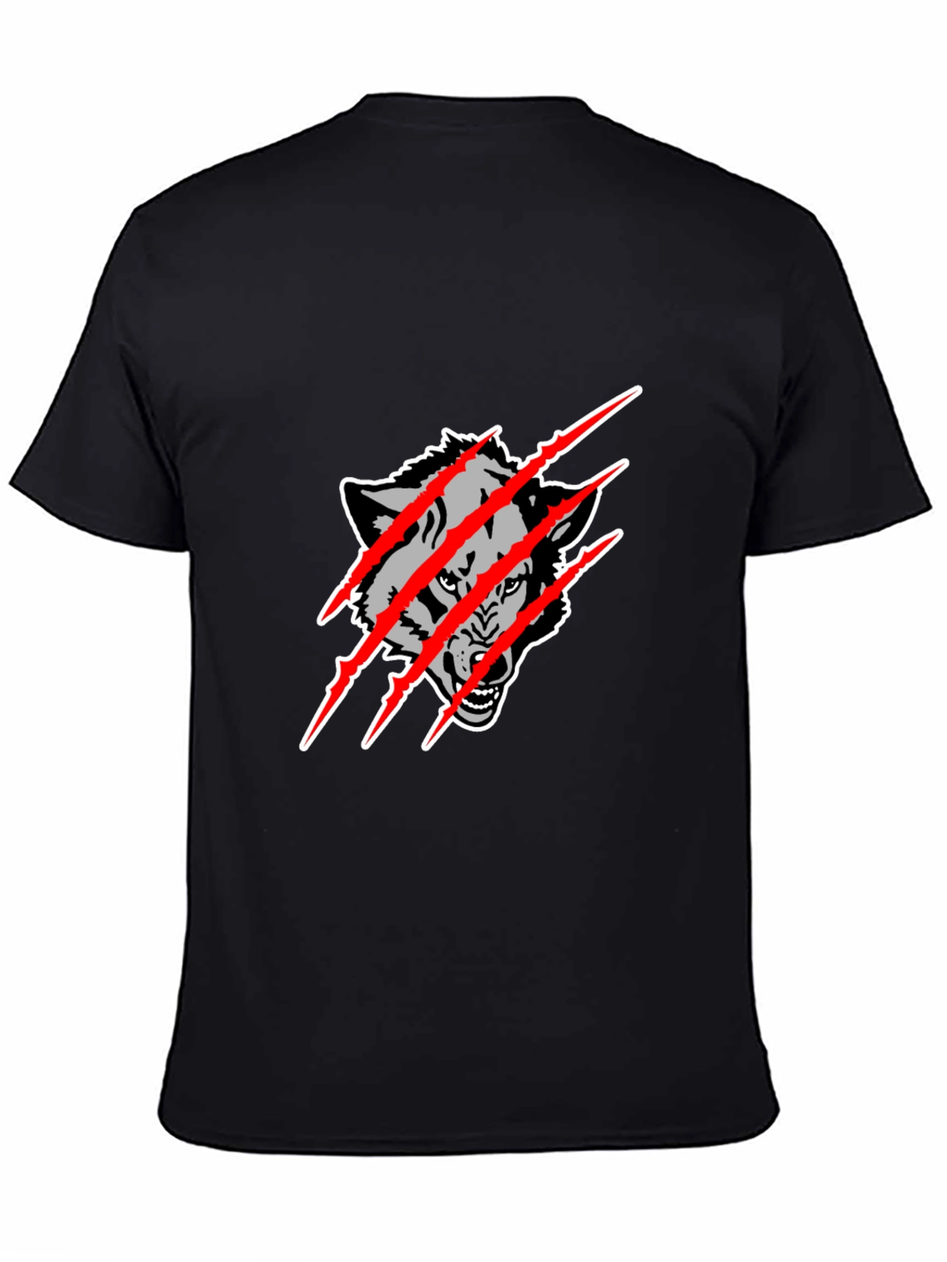 Black Wolf Claw Graphic Tee - Mens Fashion
