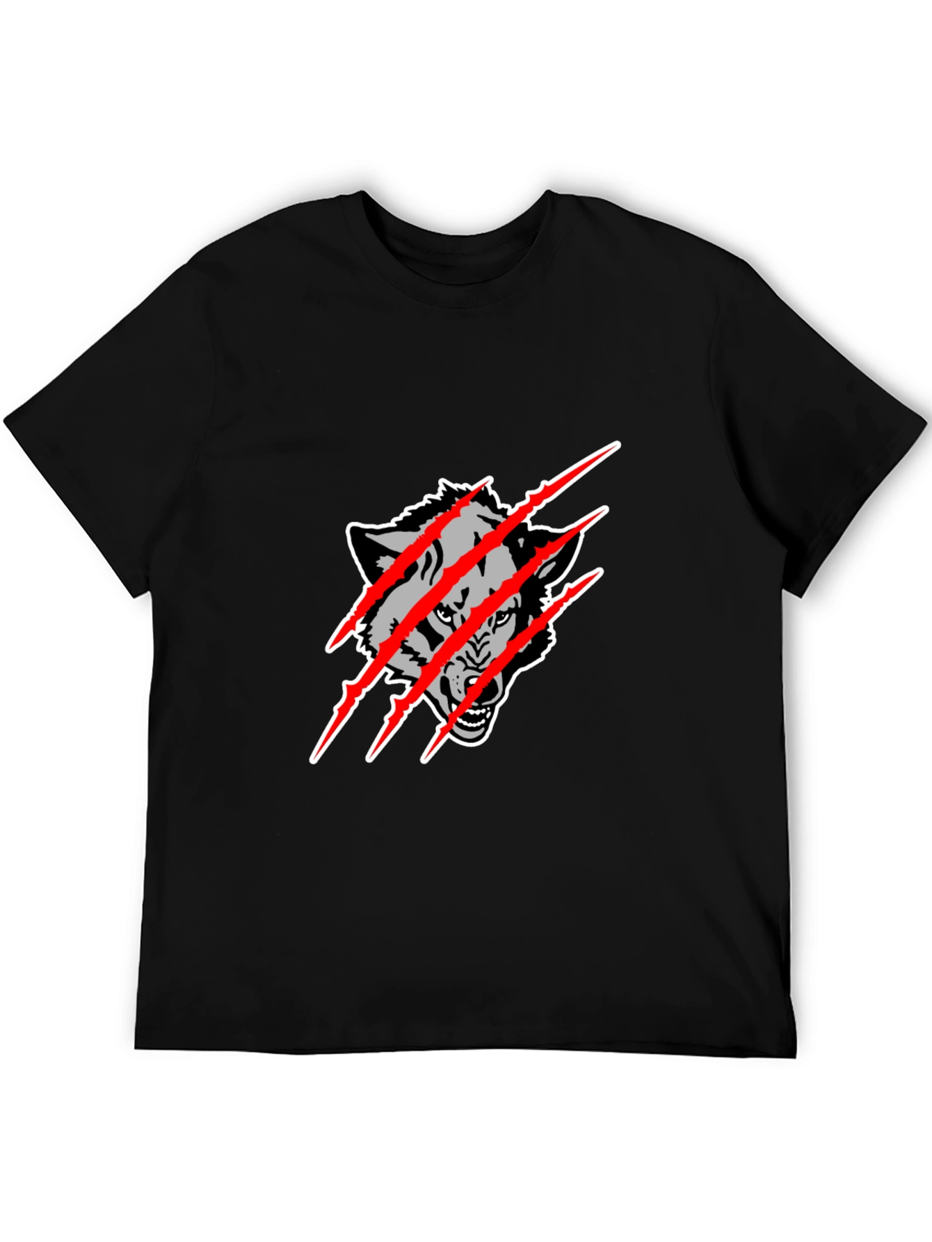 Black Wolf Claw Graphic Tee - Mens Fashion