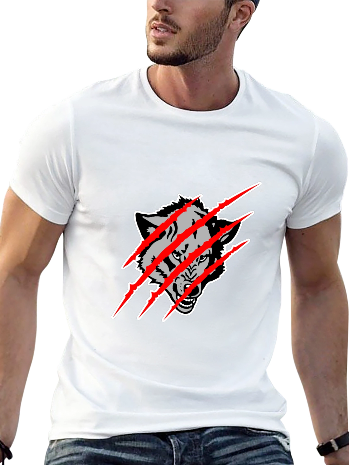 Black Wolf Claw Graphic Tee - Mens Fashion