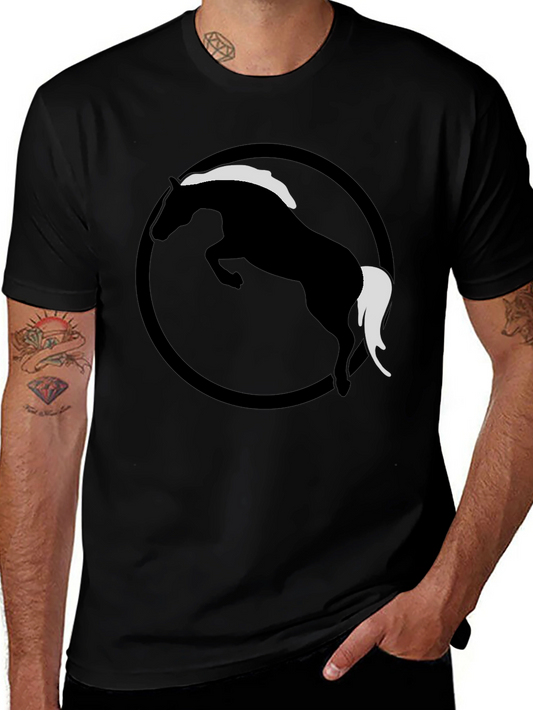 Black Horse Graphic Tee - Stylish Mens Casual T-Shirt
