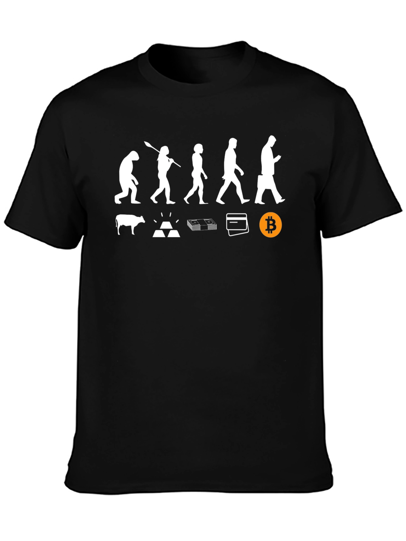 Evolution of Money Black T-Shirt Bitcoin