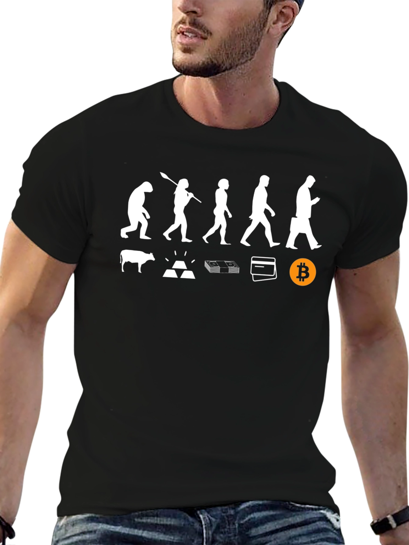 Evolution of Money Black T-Shirt Bitcoin