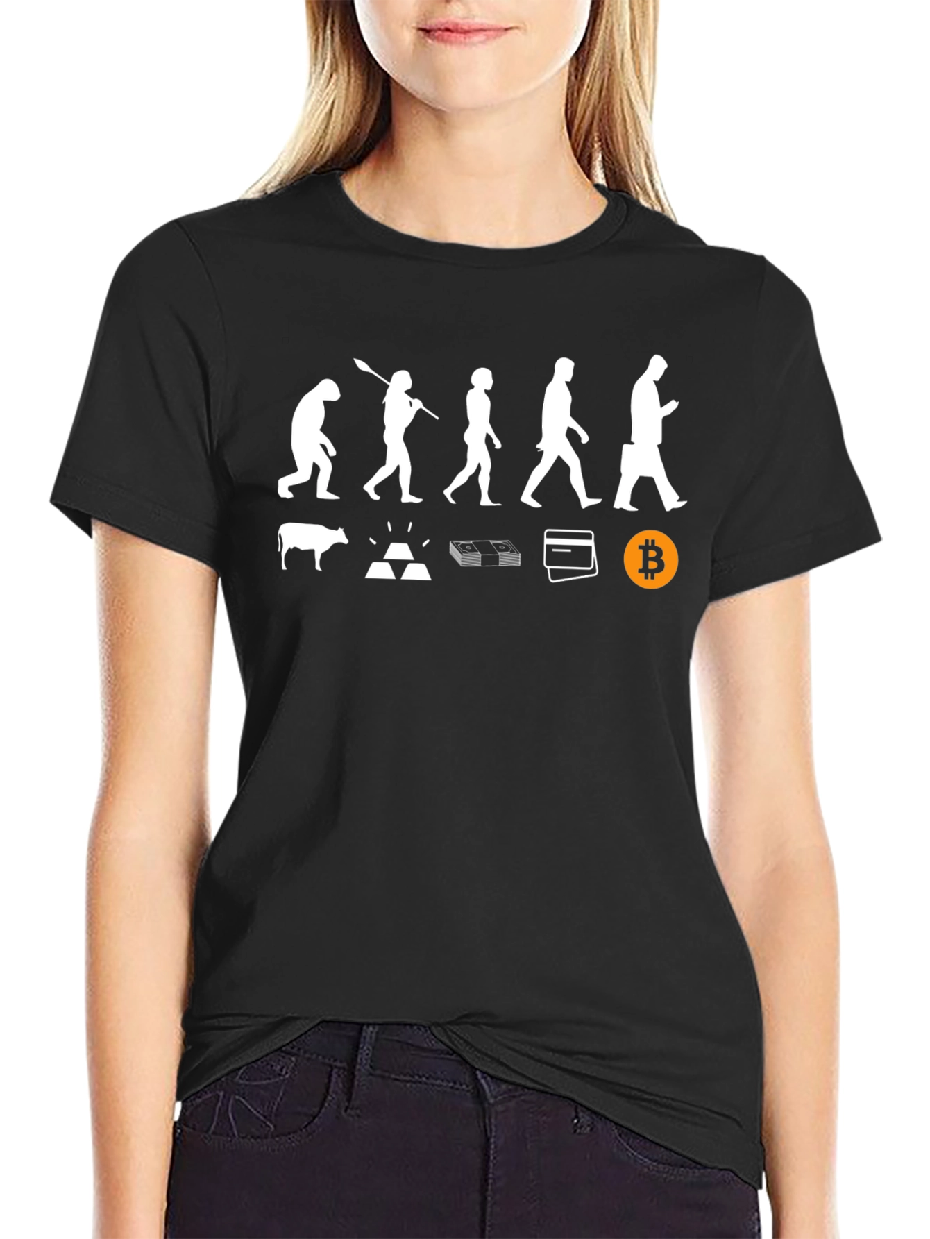 Evolution of Money Black T-Shirt Bitcoin