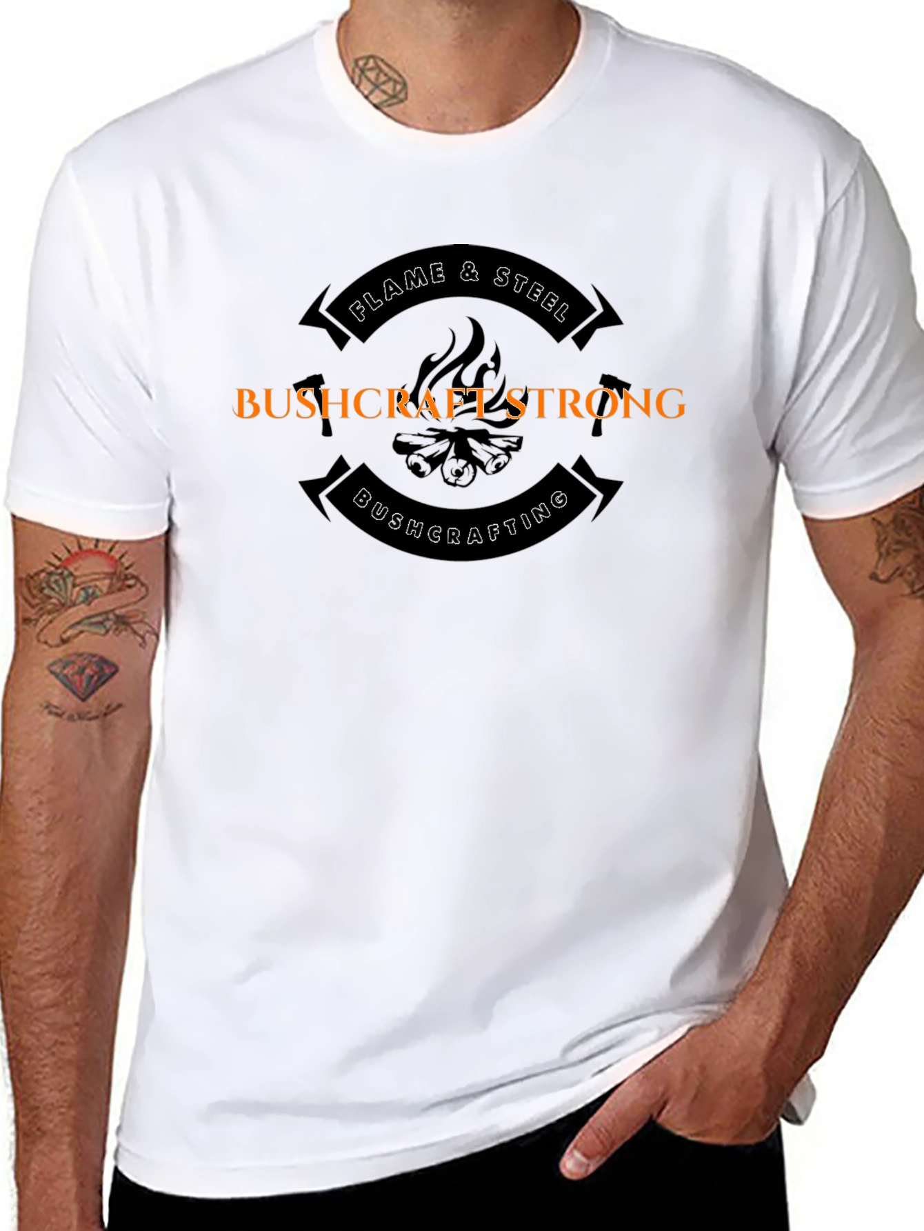 Bushcraft Strong Flame & Steel Black T-Shirt