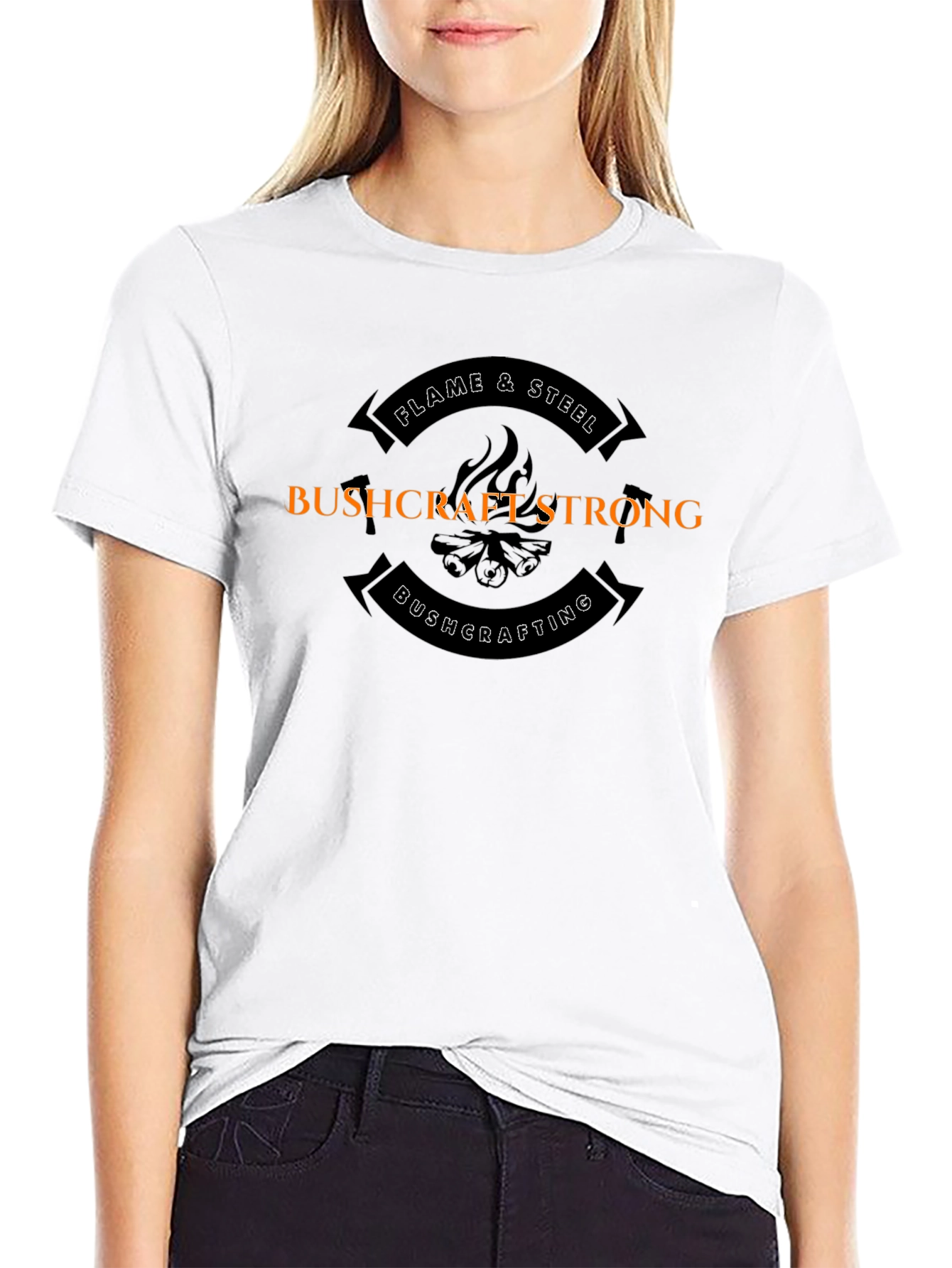 Bushcraft Strong Flame & Steel Black T-Shirt