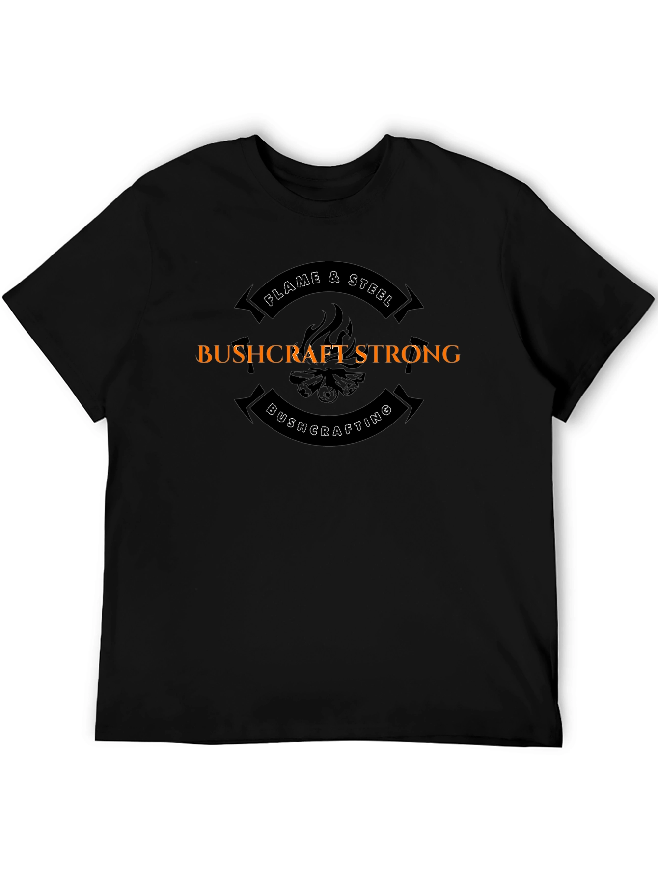 Bushcraft Strong Flame & Steel Black T-Shirt