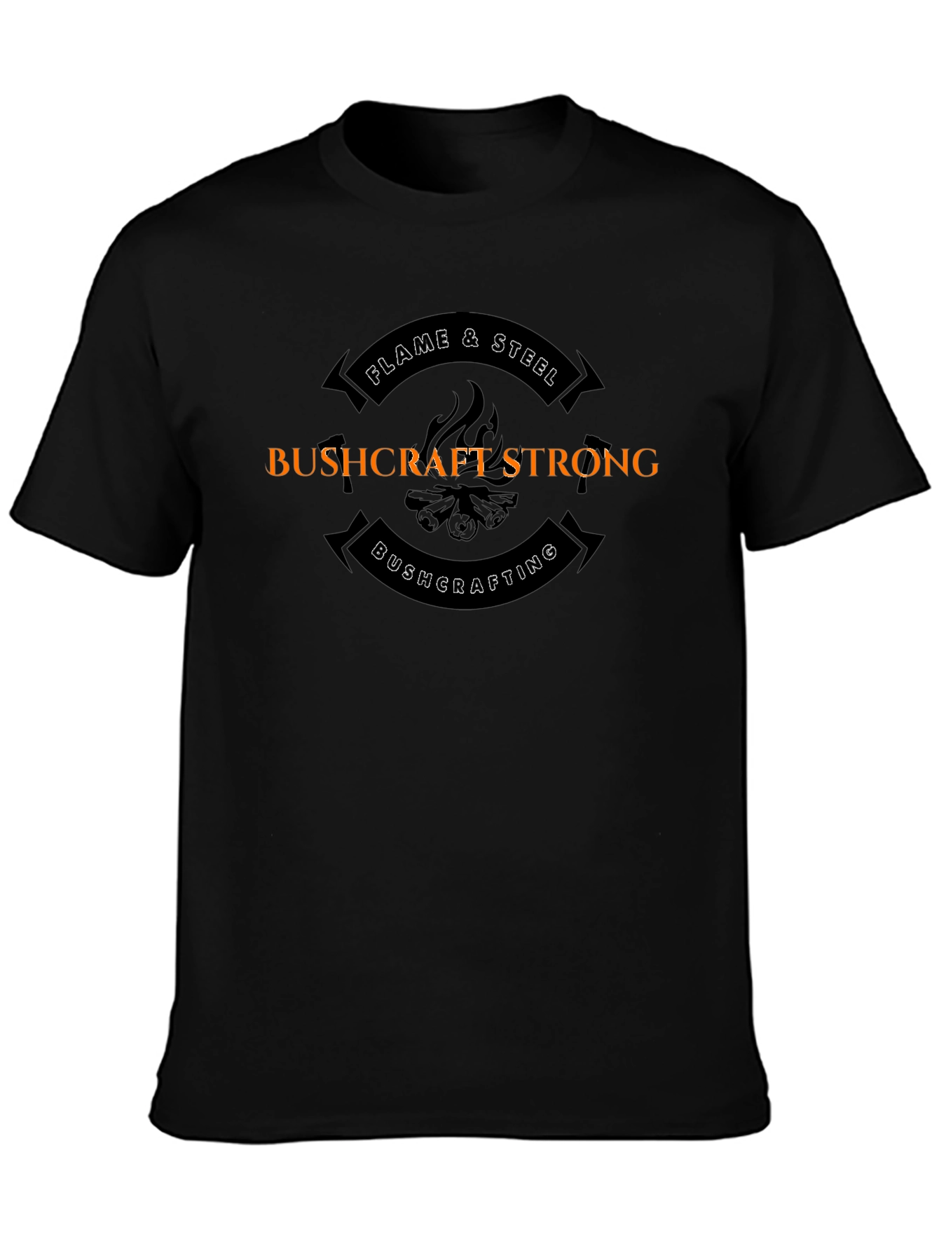 Bushcraft Strong Flame & Steel Black T-Shirt
