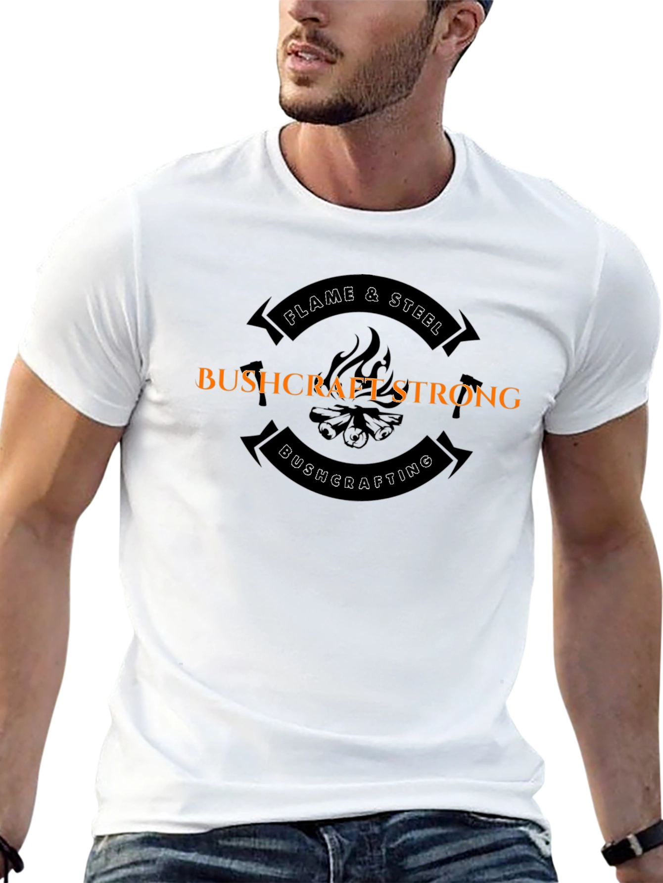 Bushcraft Strong Flame & Steel Black T-Shirt