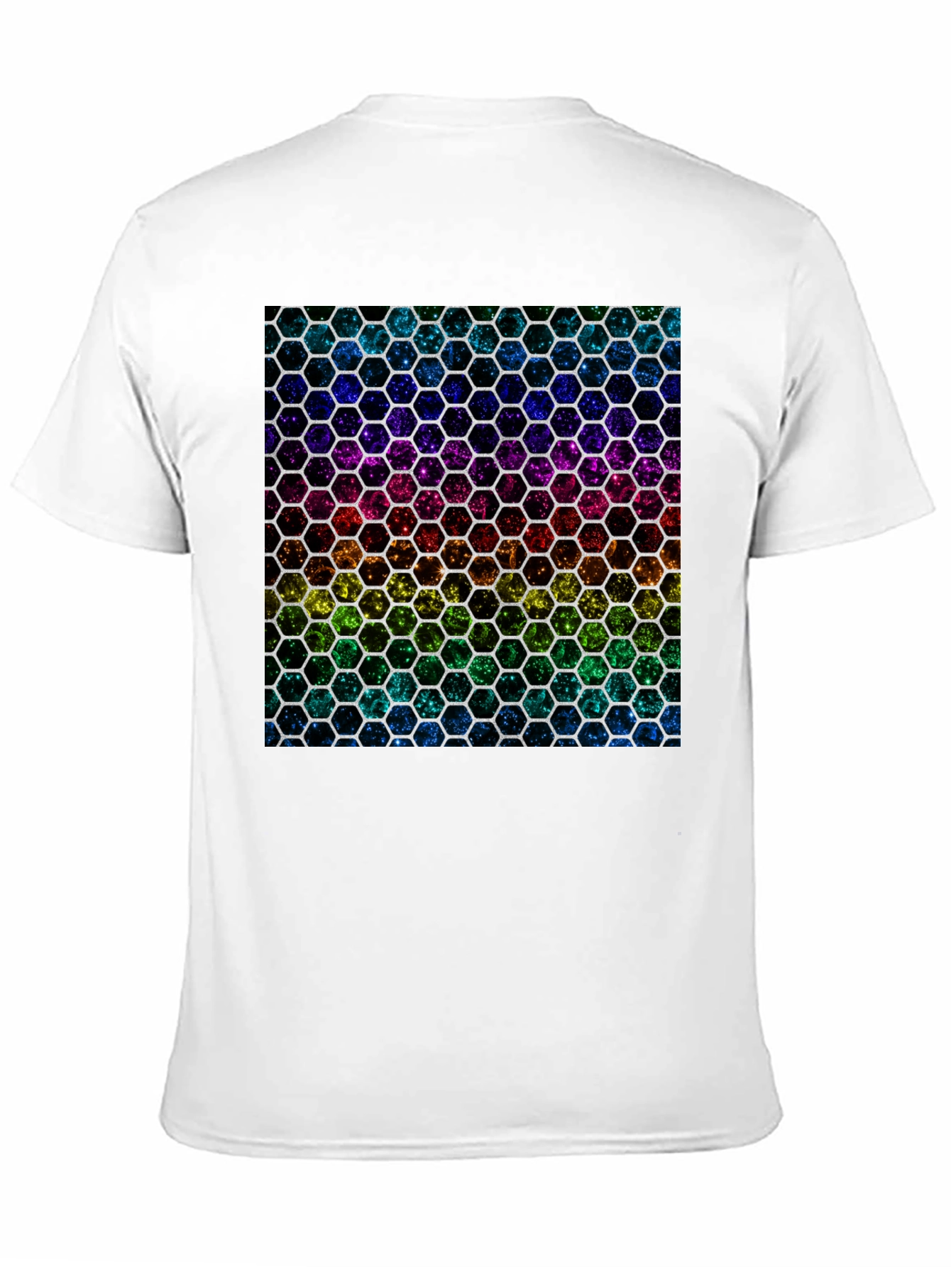 Rainbow Hexagon Pattern Black T-Shirt