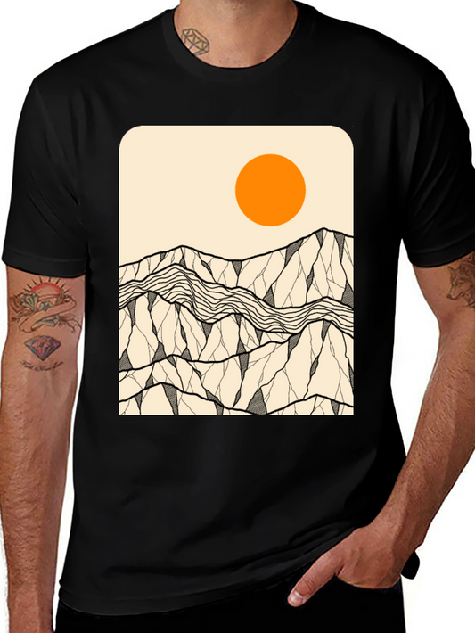Mountains & Sun Graphic Tee - Black
