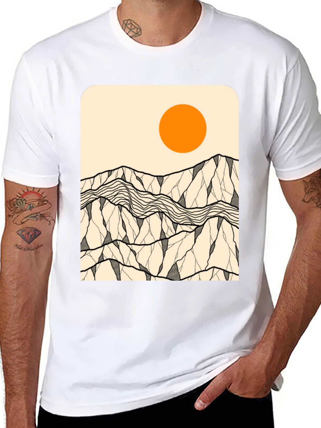 Mountains & Sun Graphic Tee - Black