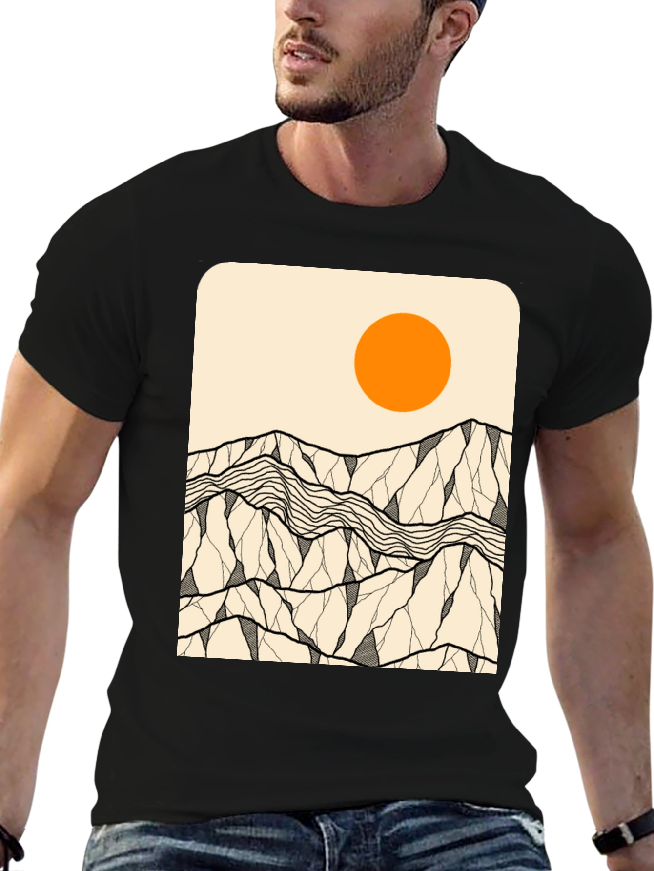 Mountains & Sun Graphic Tee - Black