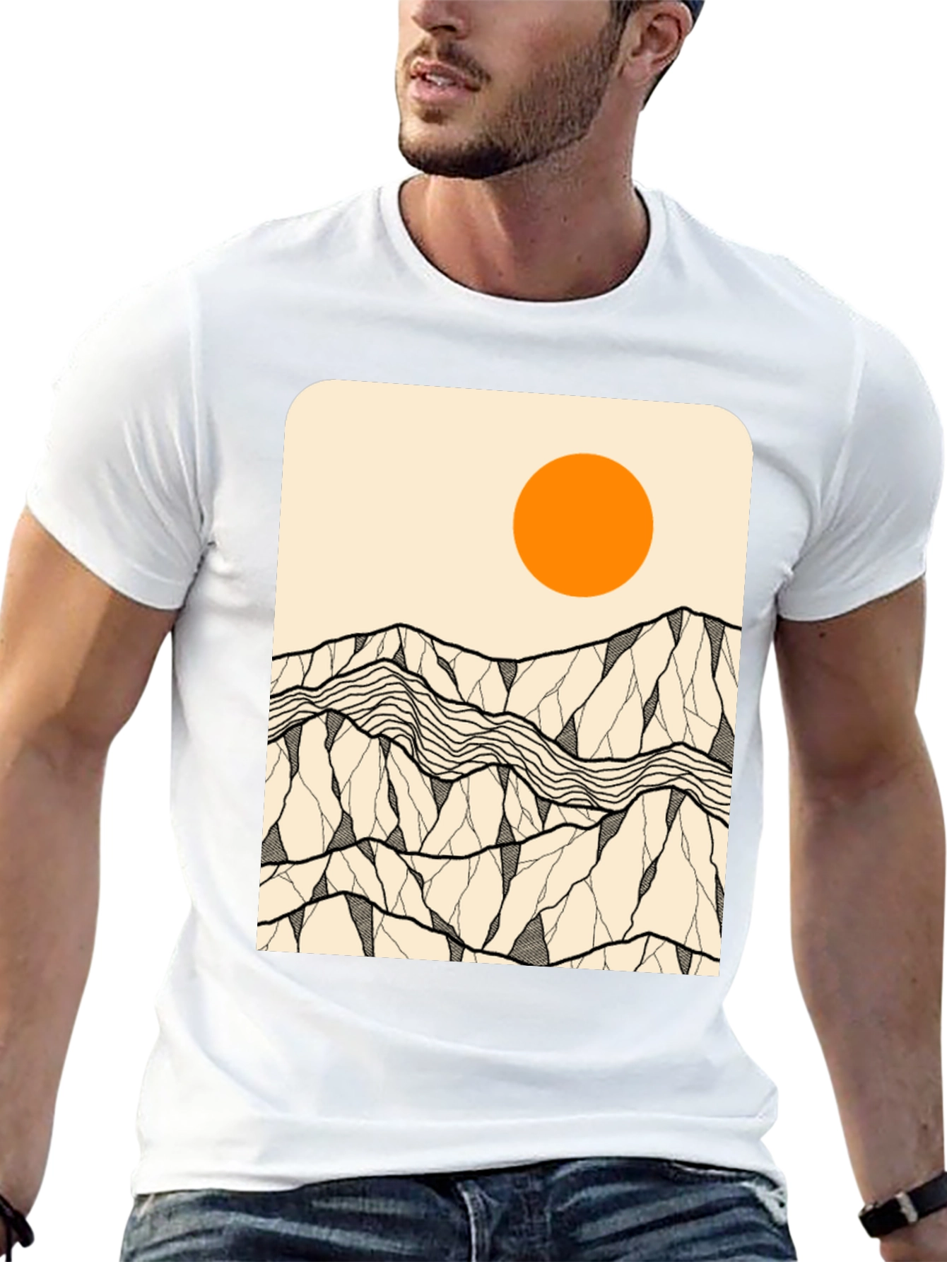 Mountains & Sun Graphic Tee - Black