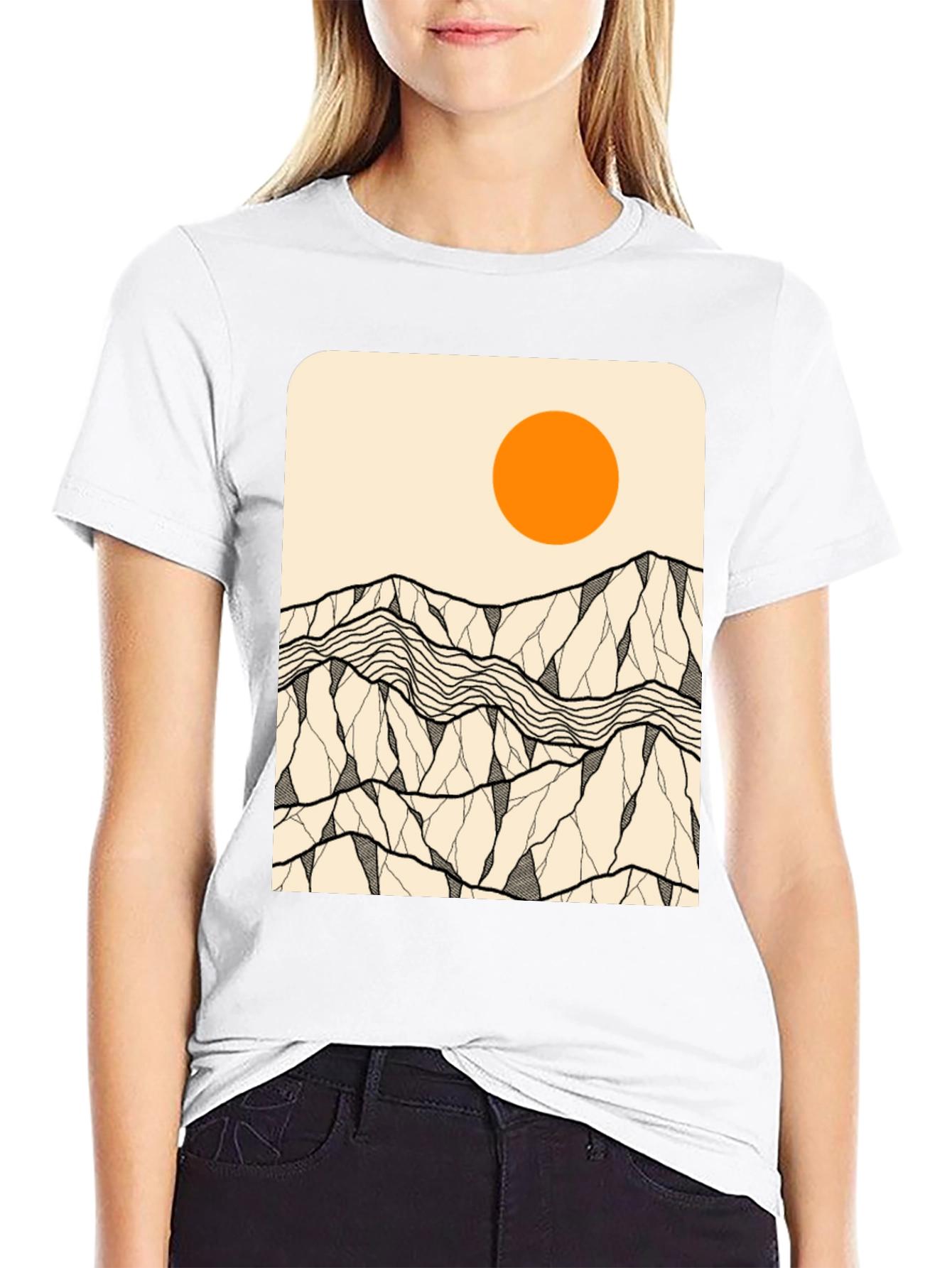 Mountains & Sun Graphic Tee - Black