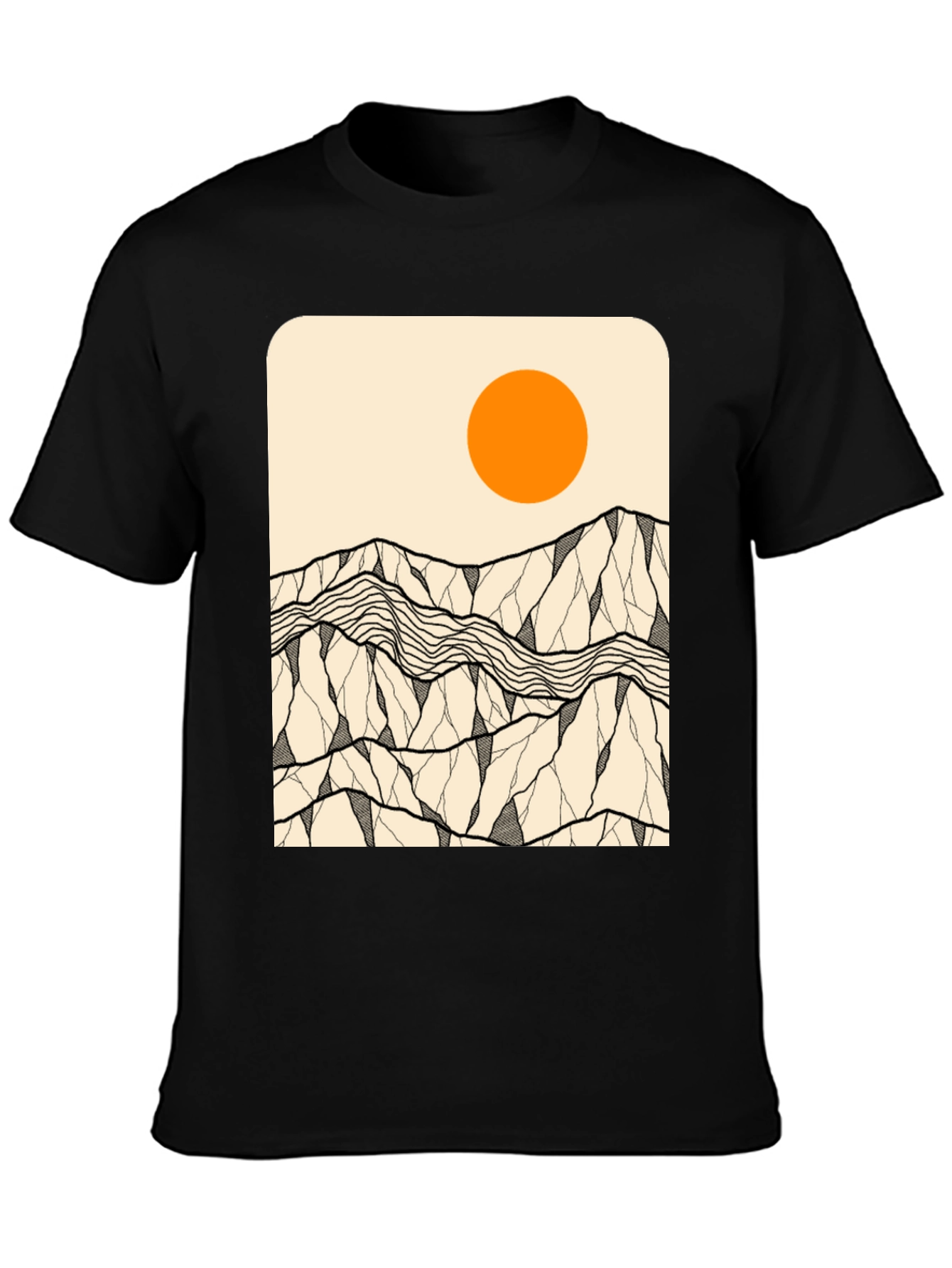 Mountains & Sun Graphic Tee - Black
