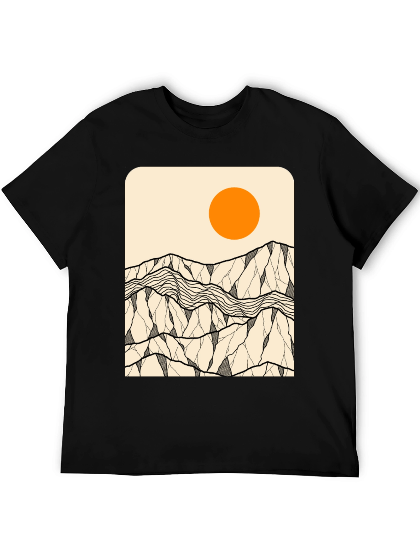 Mountains & Sun Graphic Tee - Black