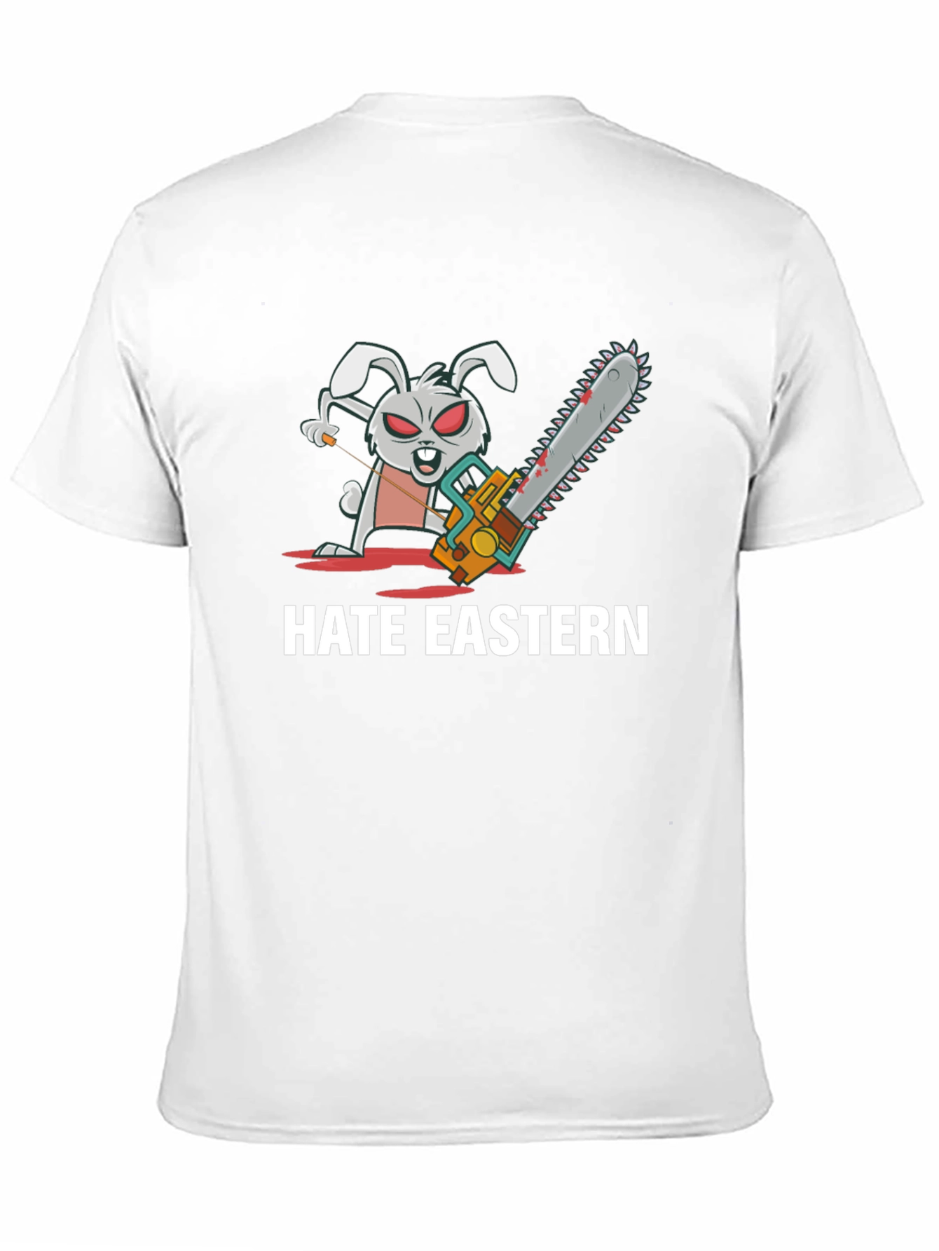 Hate Eastern Bunny Chainsaw Black T-Shirt