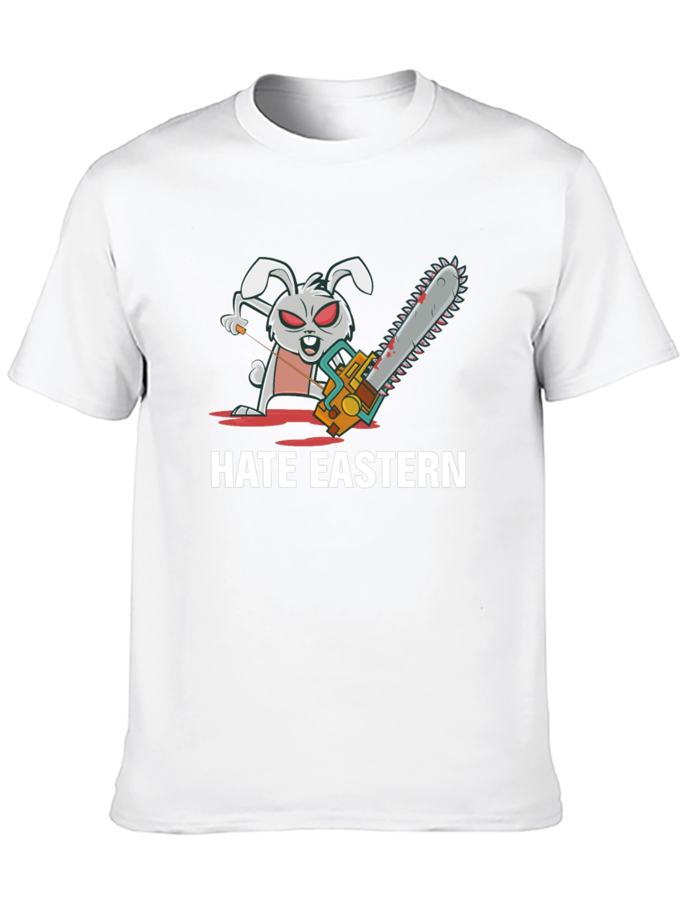 Hate Eastern Bunny Chainsaw Black T-Shirt