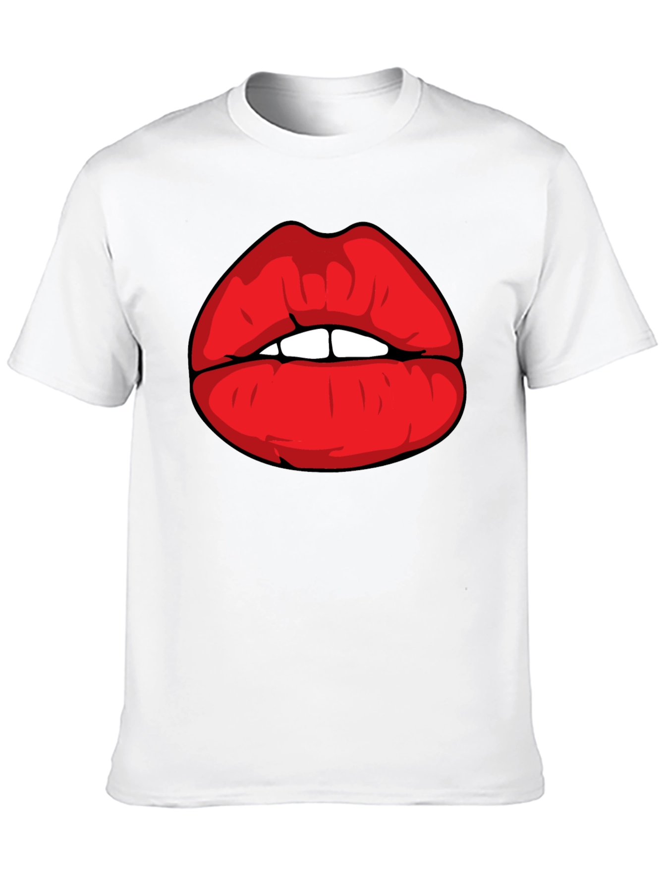 Bold Red Lips Graphic Black T-Shirt