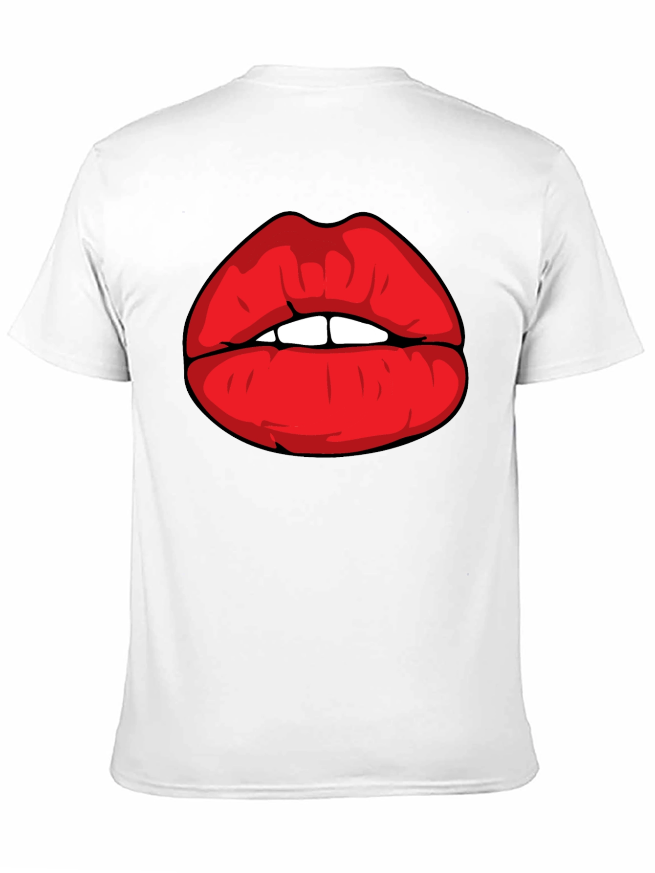 Bold Red Lips Graphic Black T-Shirt