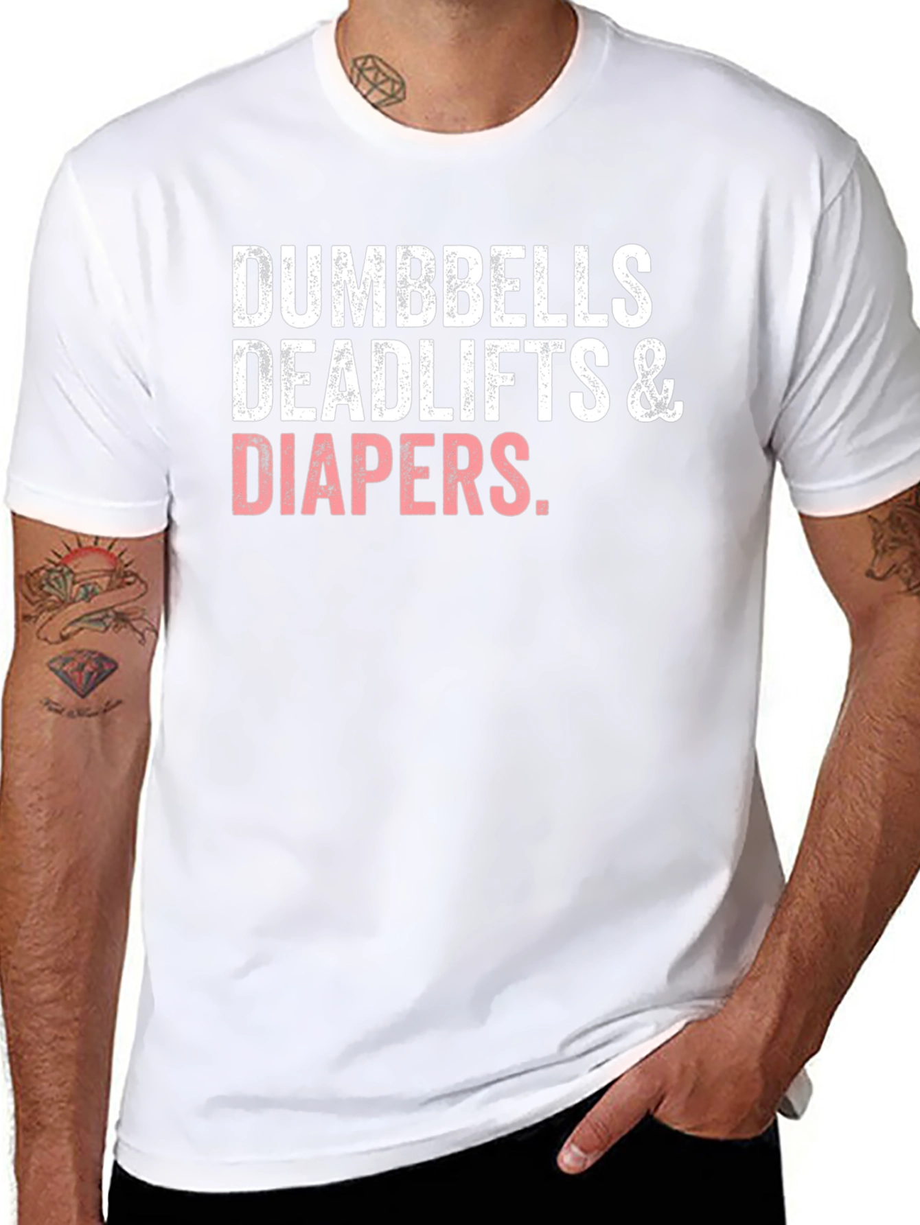 Dumbbells Deadlifts & Diapers Black T-Shirt