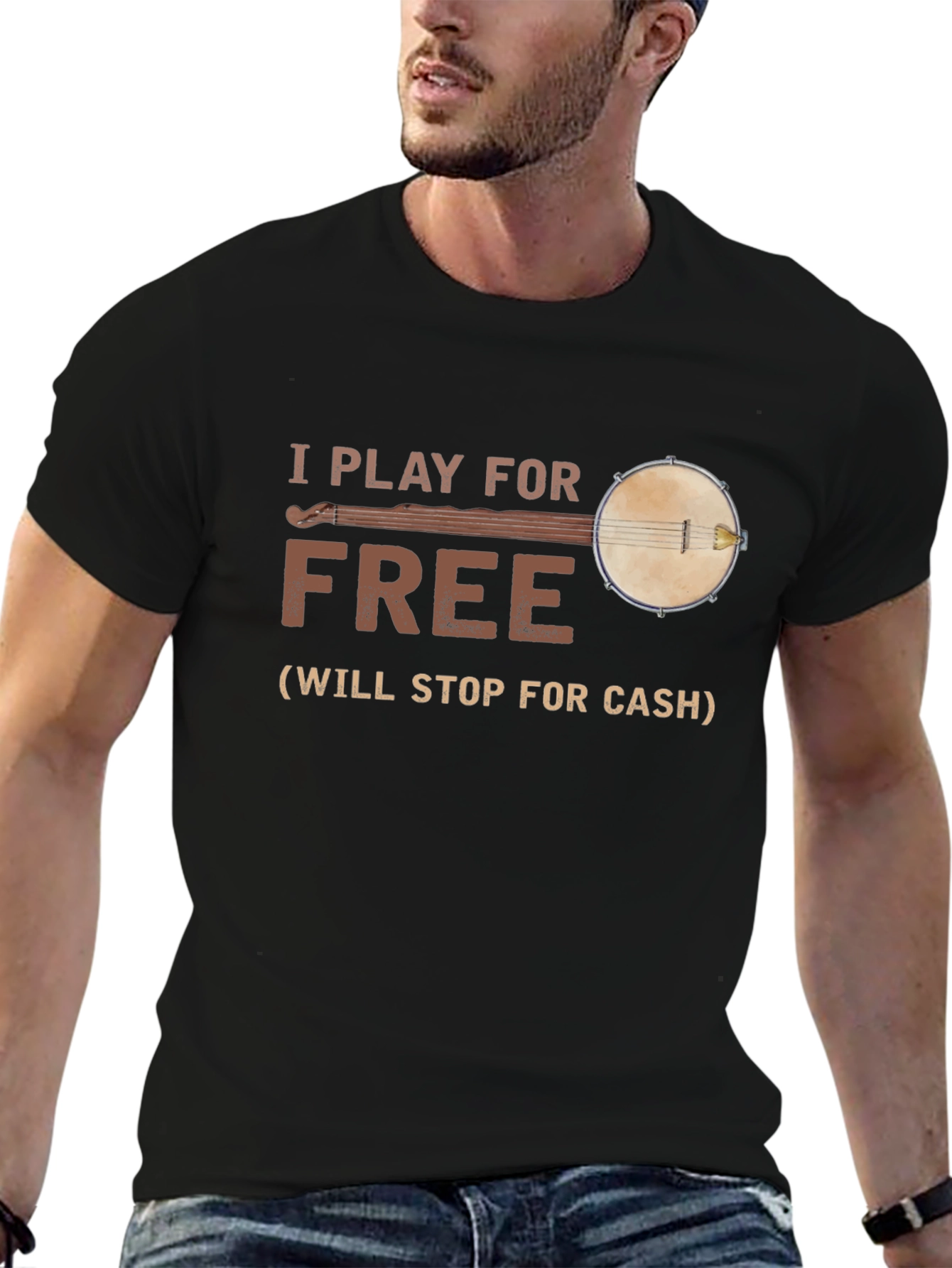 I Play for Free Banjo T-Shirt