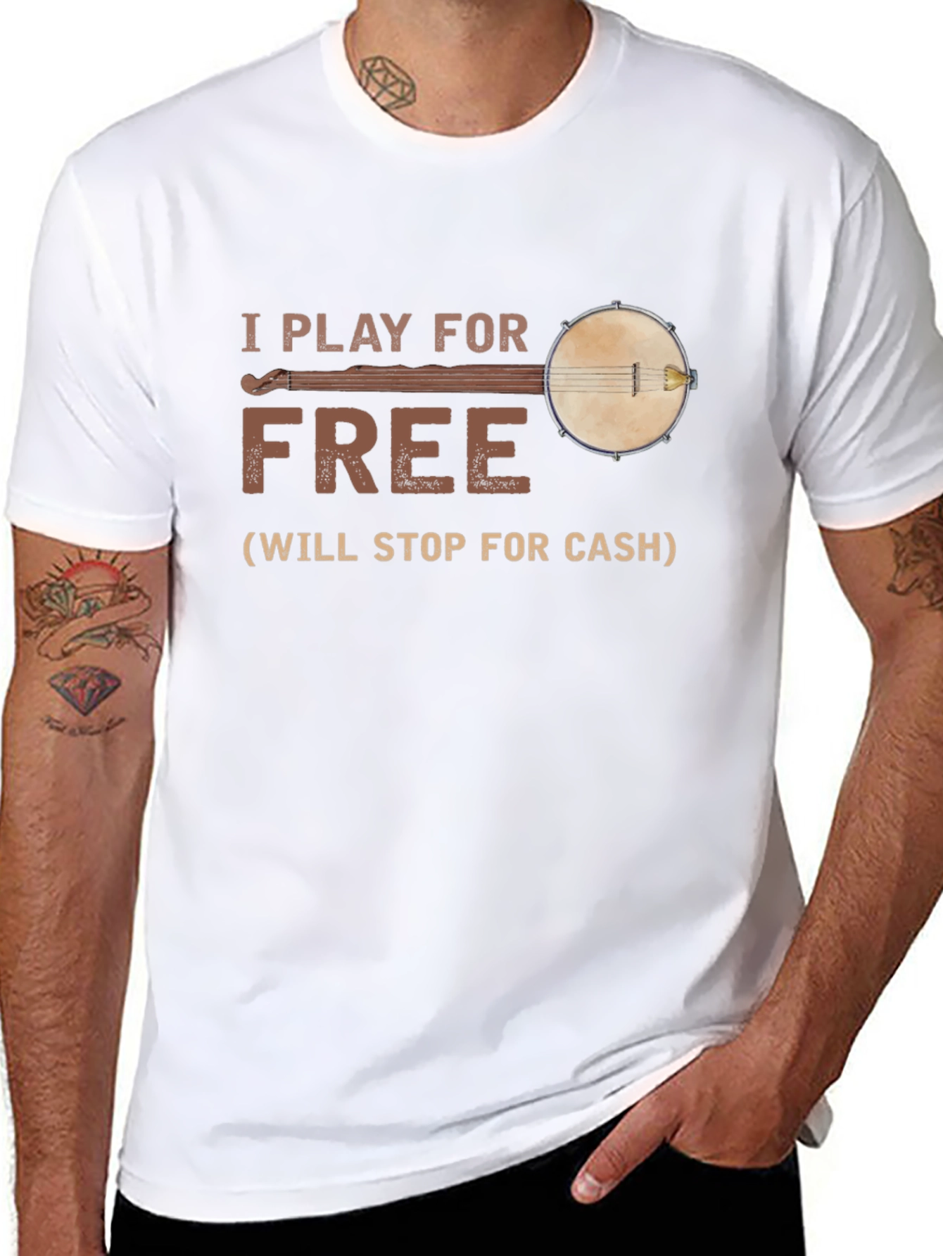 I Play for Free Banjo T-Shirt