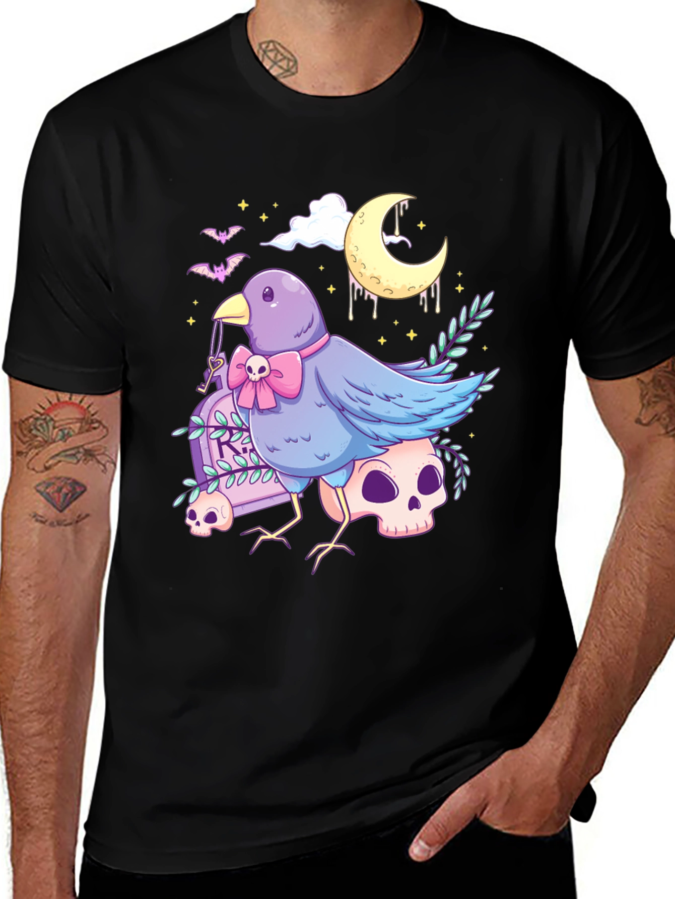 Gothic Bird T-Shirt: Pastel Creepy Cute Design