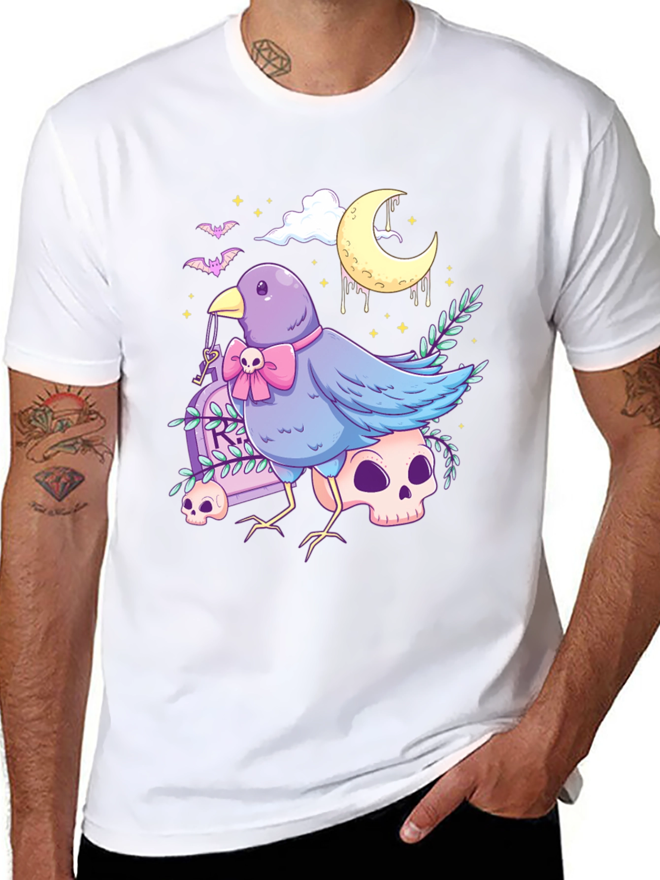 Gothic Bird T-Shirt: Pastel Creepy Cute Design