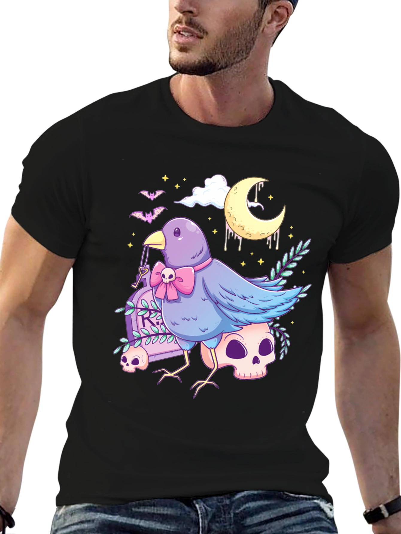 Gothic Bird T-Shirt: Pastel Creepy Cute Design