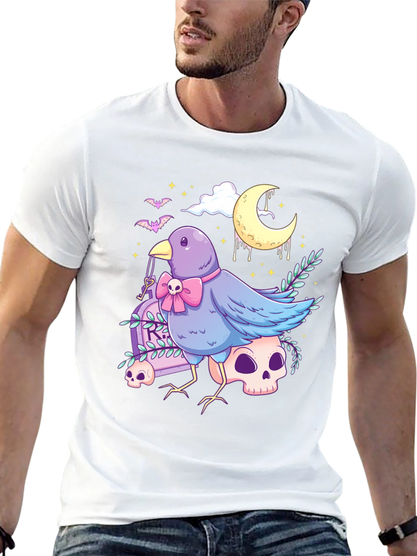 Gothic Bird T-Shirt: Pastel Creepy Cute Design