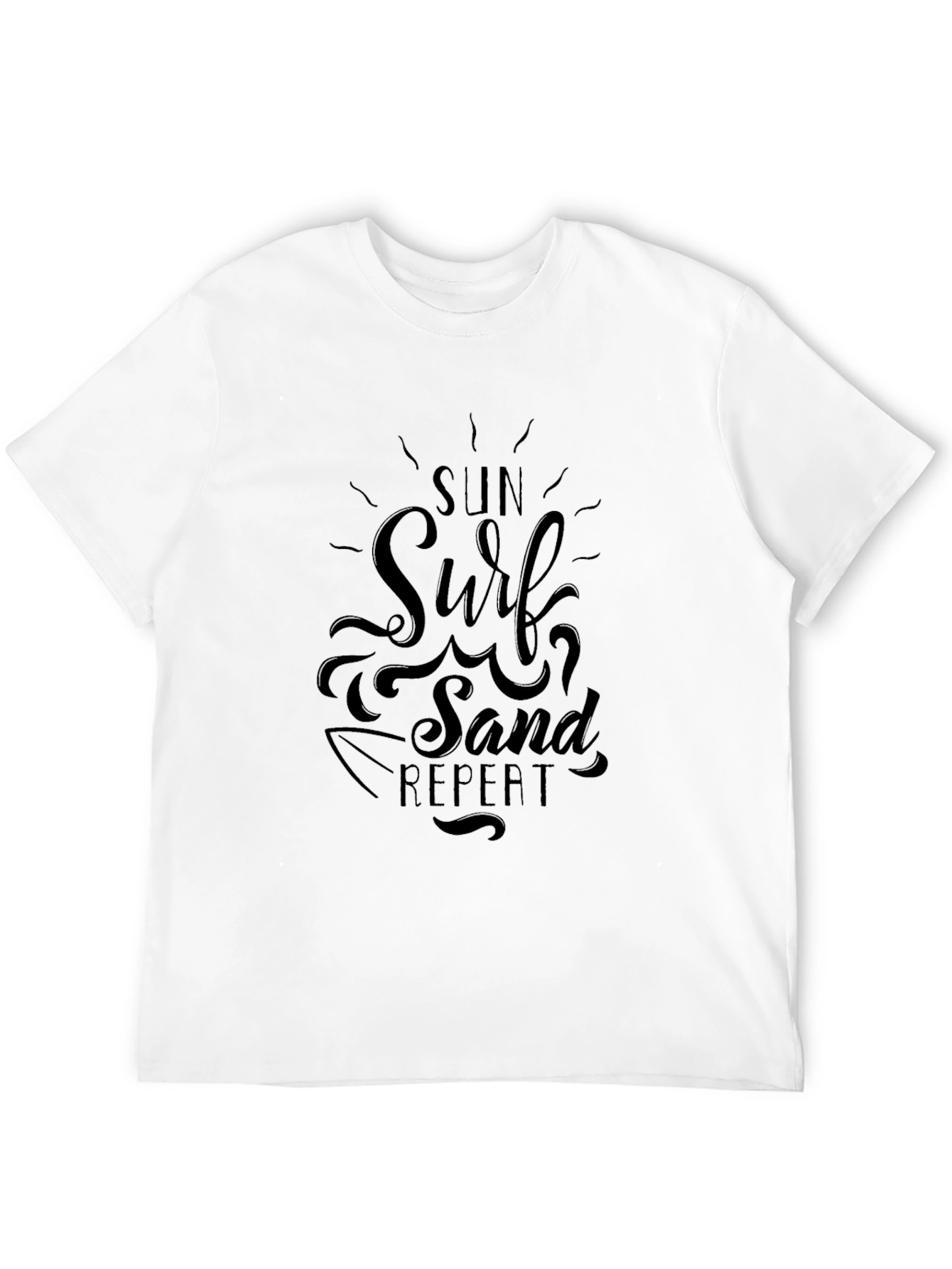 Sun Surf Sand Repeat Black Graphic Tee
