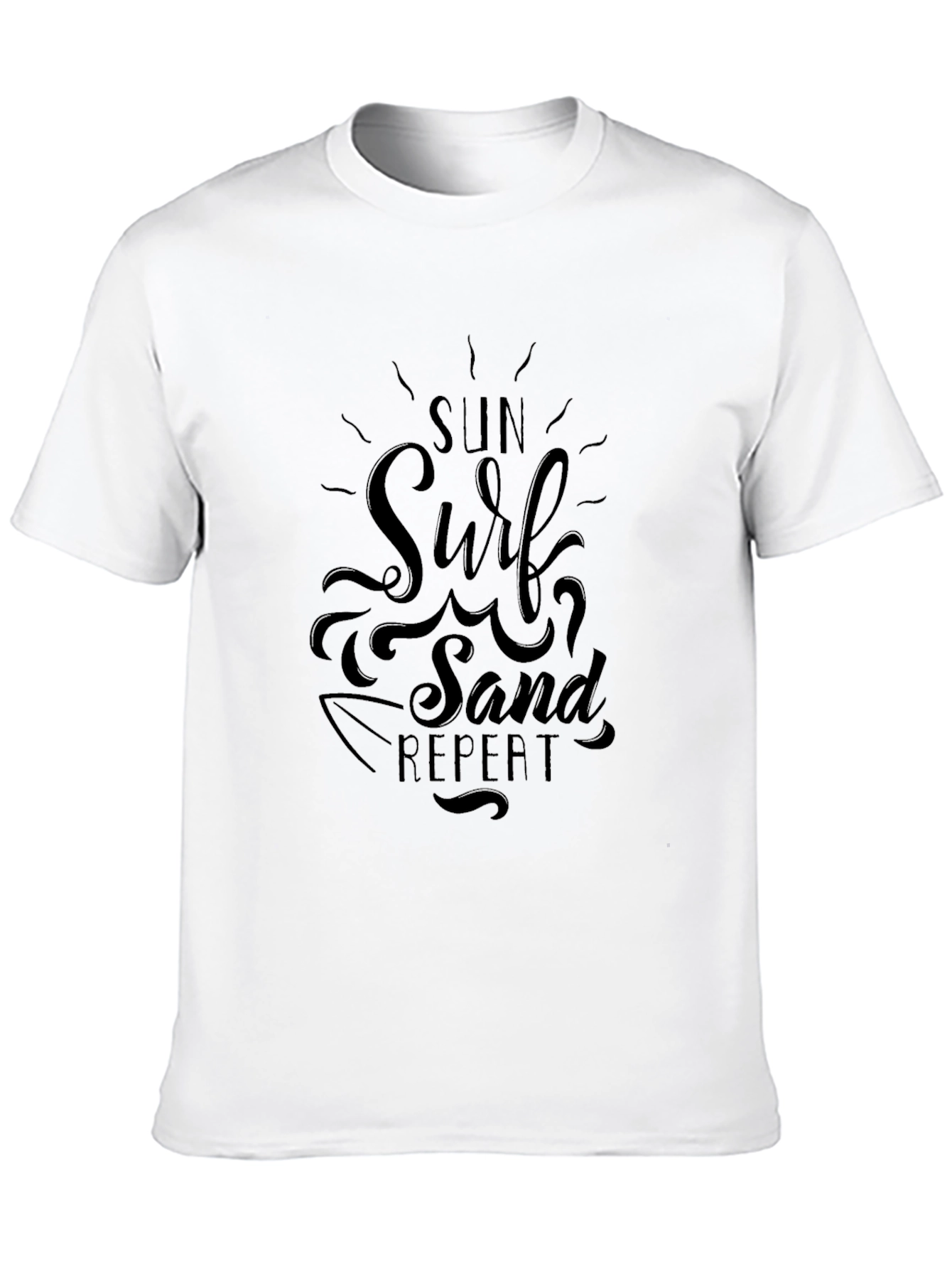 Sun Surf Sand Repeat Black Graphic Tee