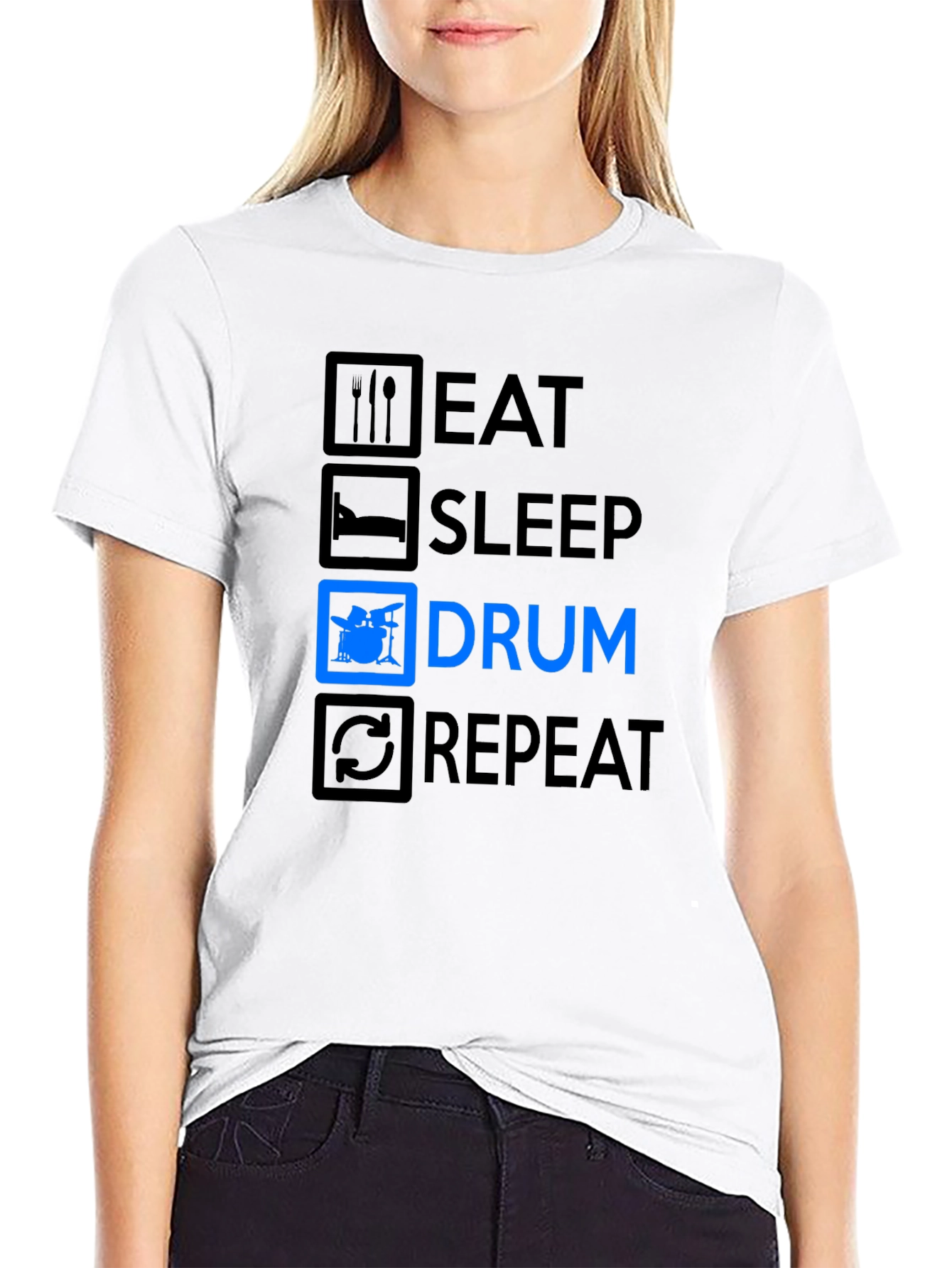 Eat Sleep Drum Repeat Black T-Shirt