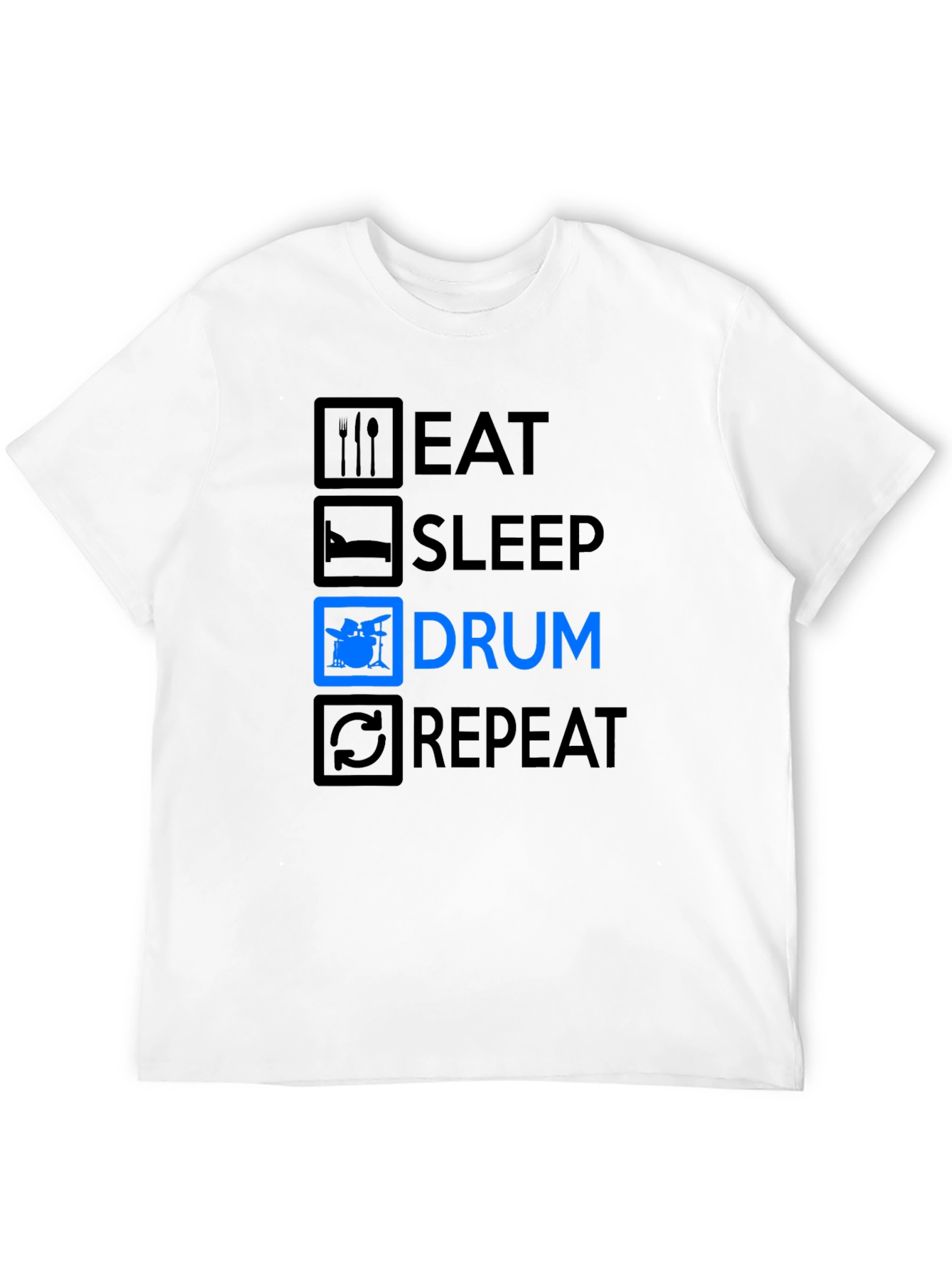 Eat Sleep Drum Repeat Black T-Shirt