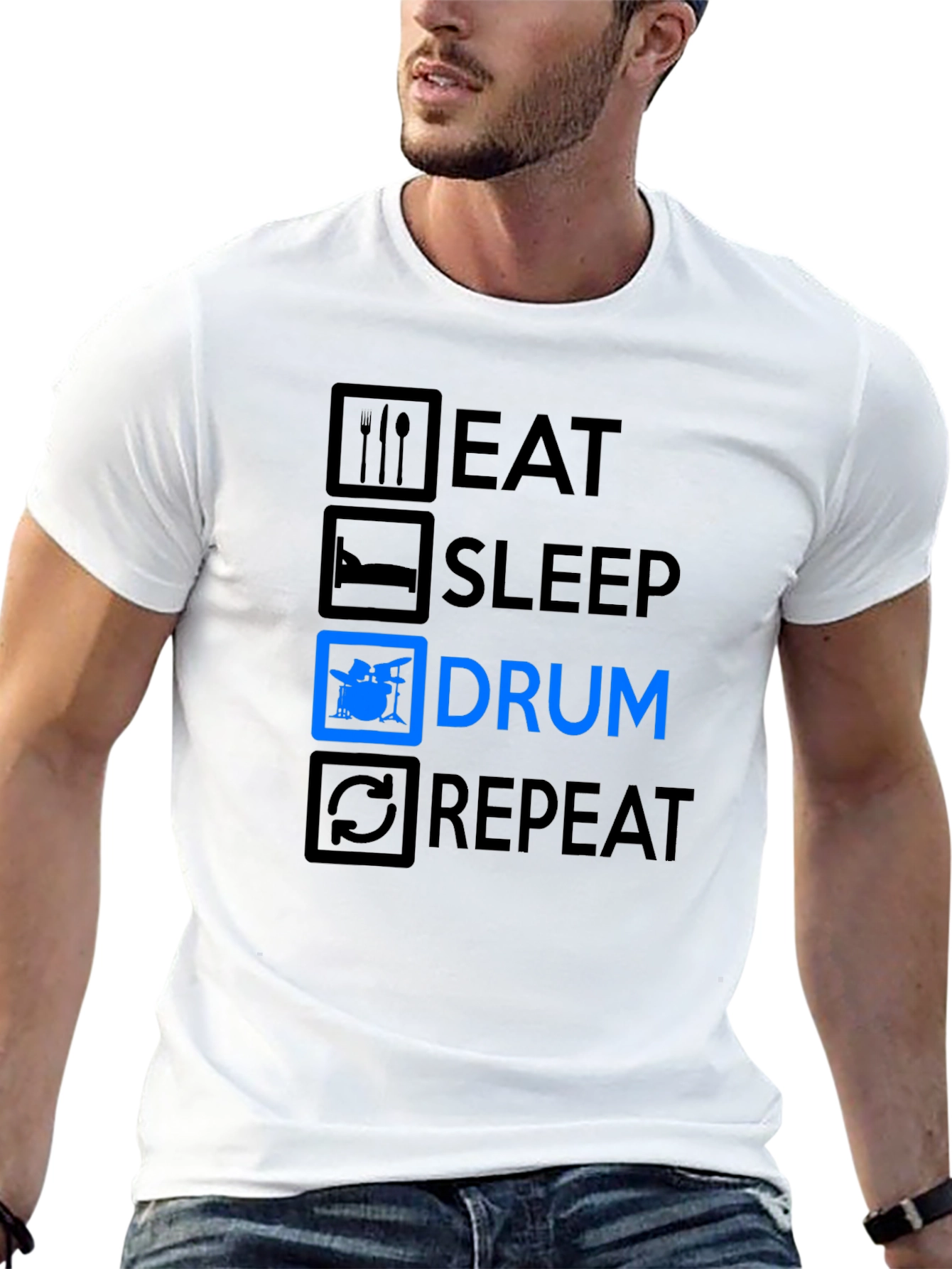 Eat Sleep Drum Repeat Black T-Shirt