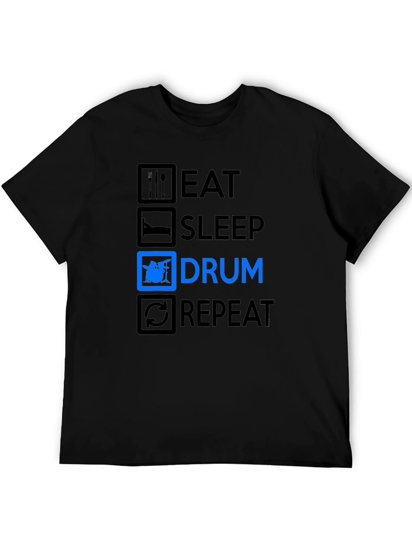 Eat Sleep Drum Repeat Black T-Shirt