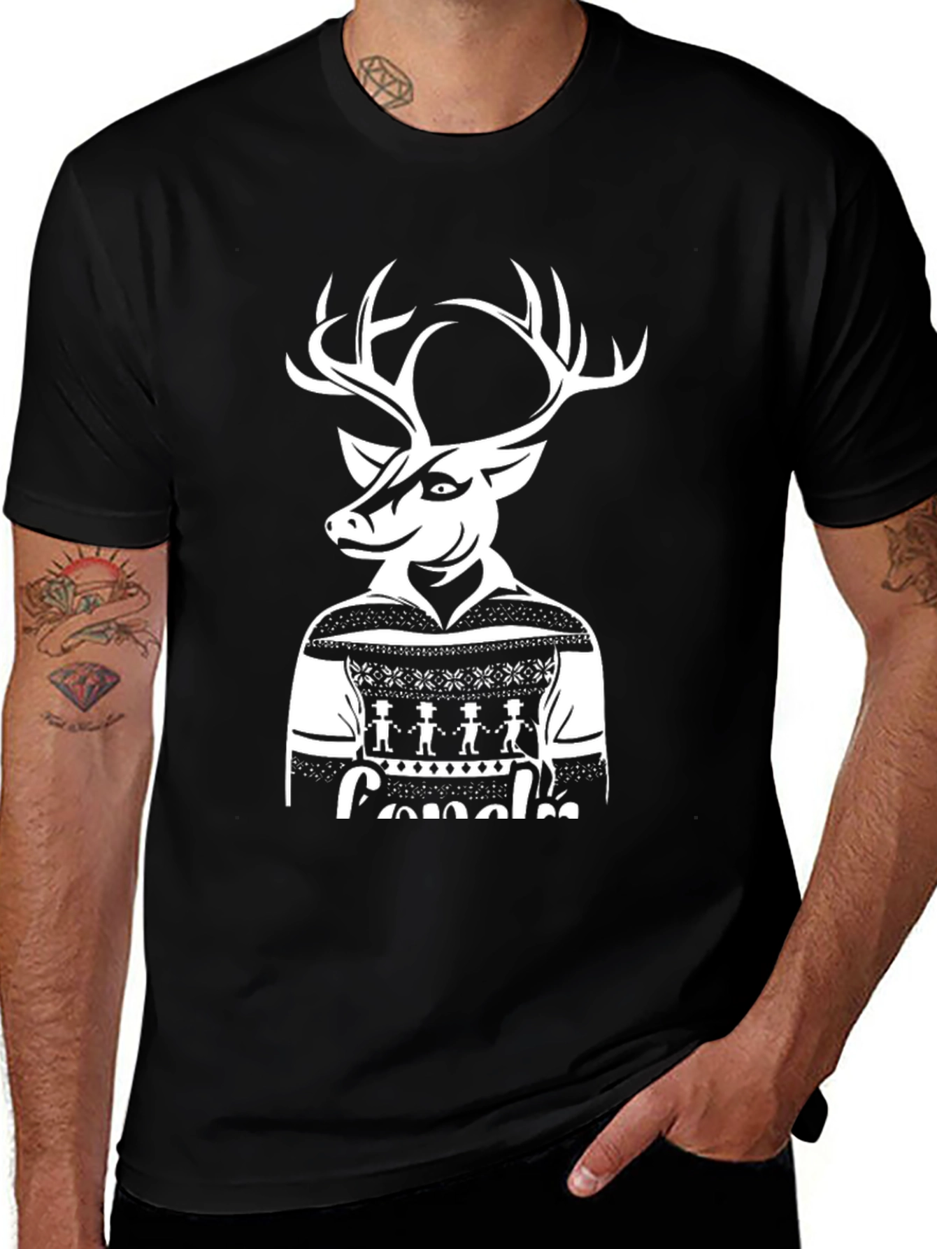 Festive Deer Graphic Tee - Holiday Style