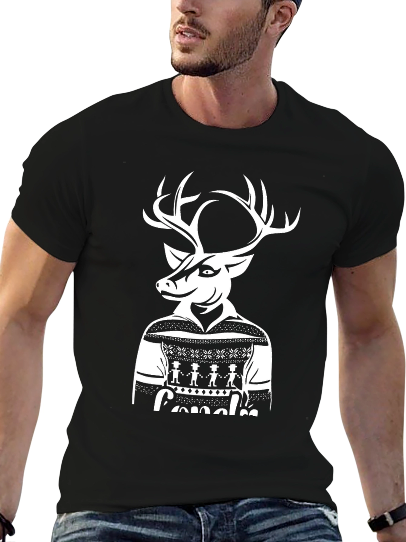 Festive Deer Graphic Tee - Holiday Style