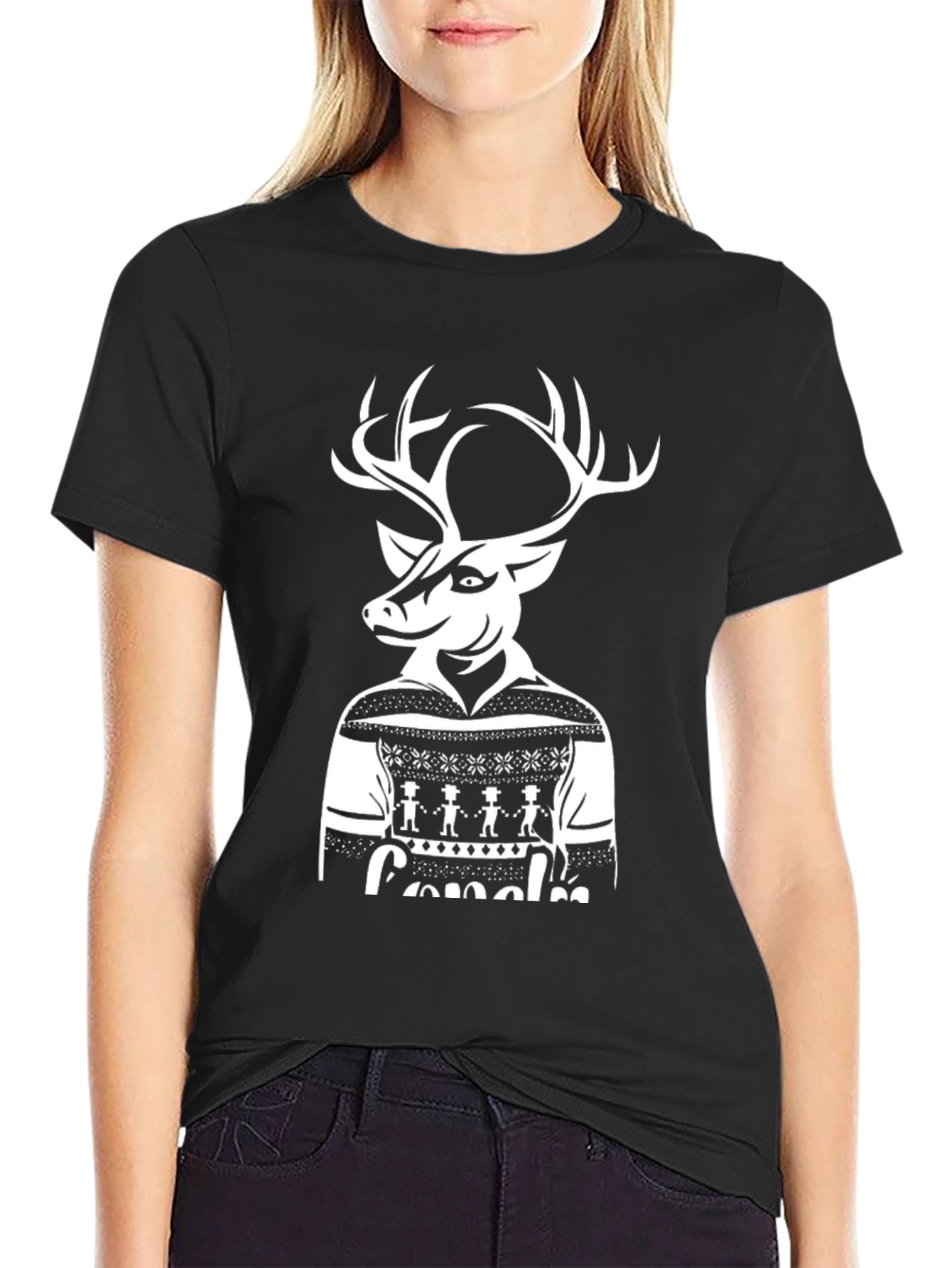 Festive Deer Graphic Tee - Holiday Style