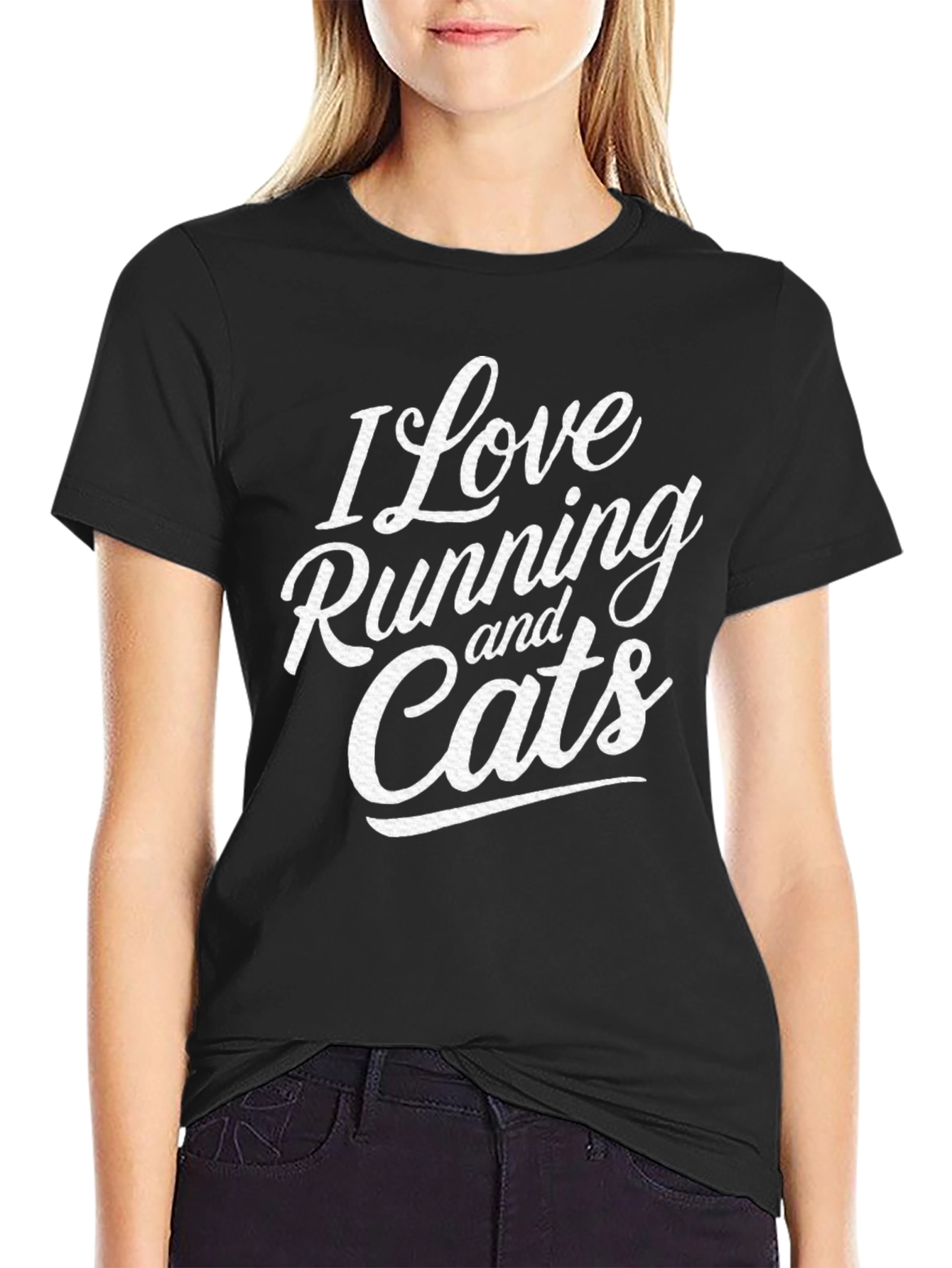 I Love Running and Cats Graphic T-Shirt
