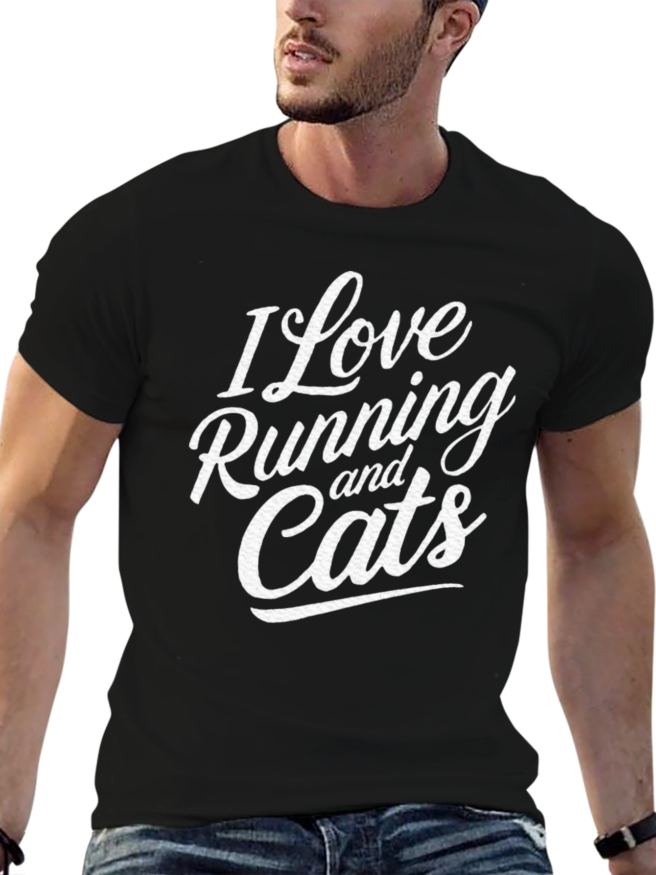 I Love Running and Cats Graphic T-Shirt
