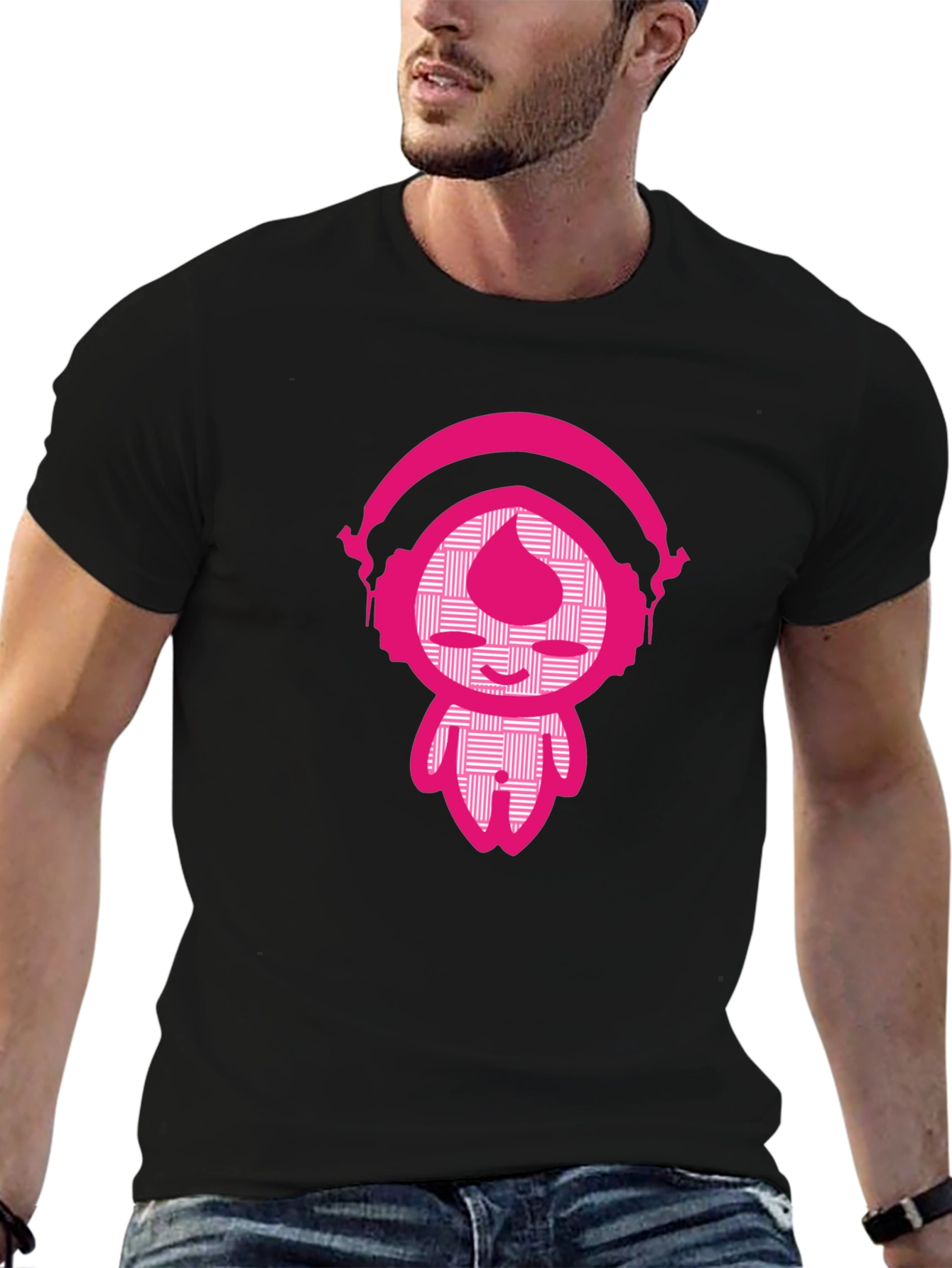 Funky Pink DJ Graphic Black T-Shirt
